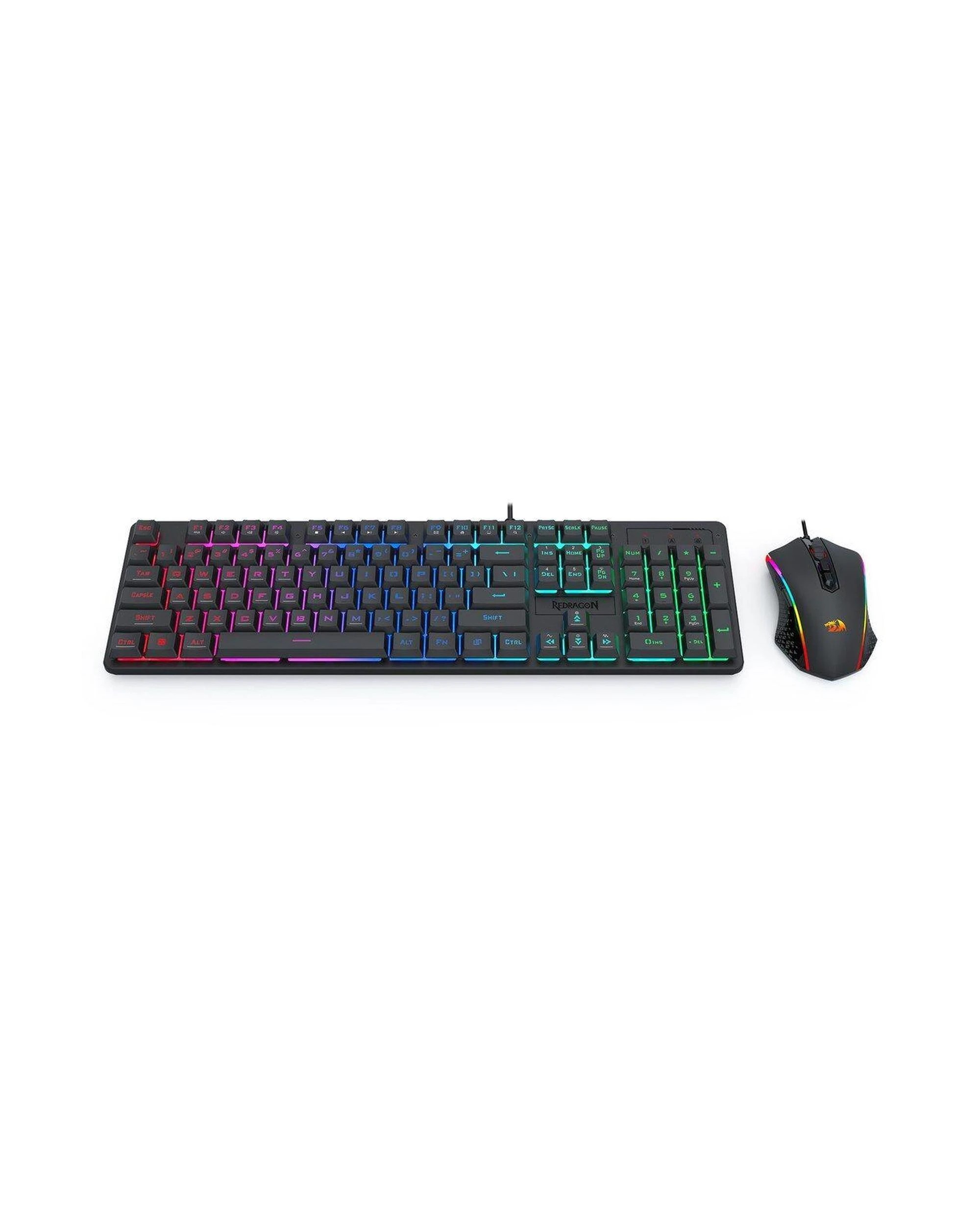 3 Redragon S107RGBBA Black Full Size RGB Membrane Keyboard Mouse Combo, 3 of 7