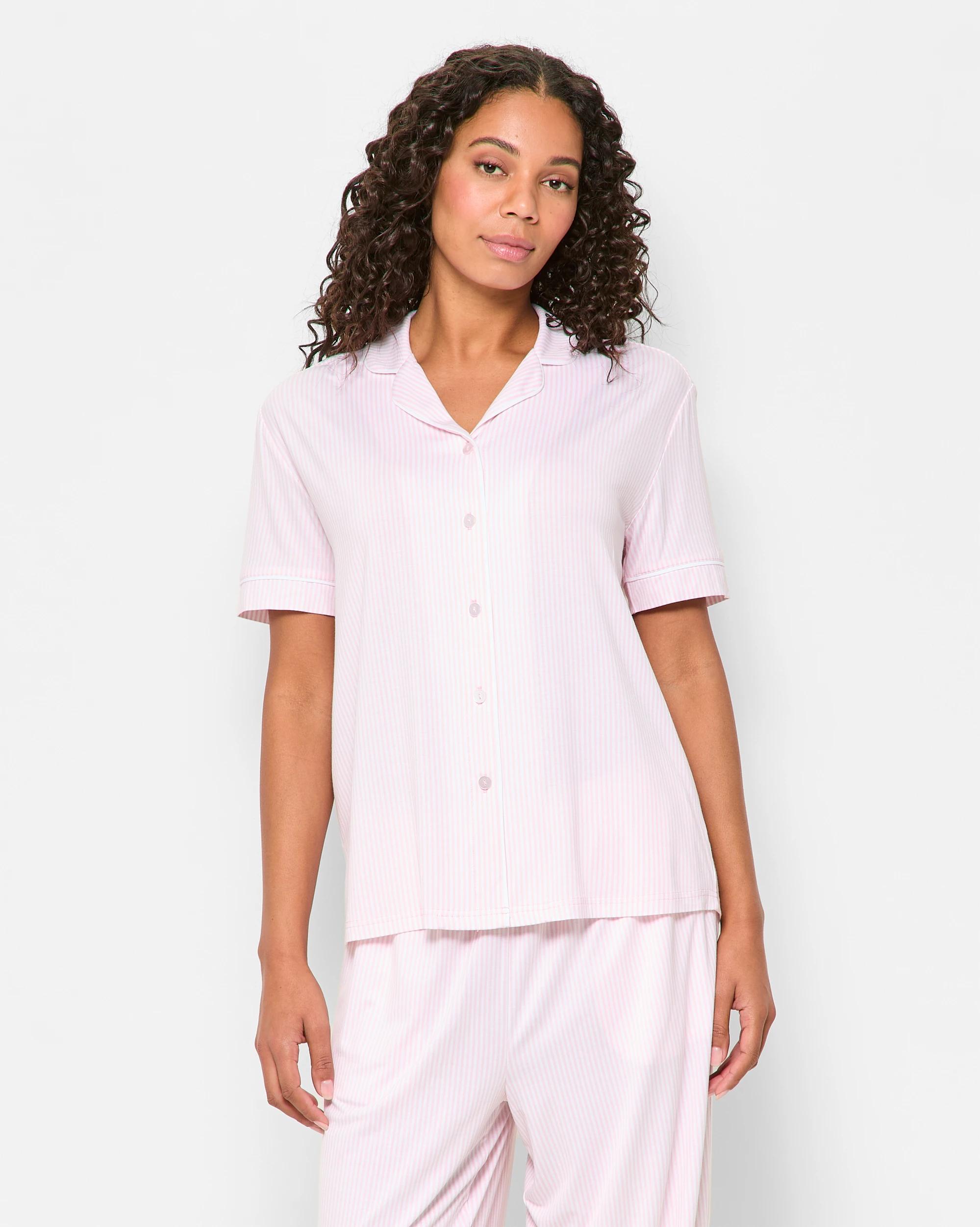 1 Target Woman Womens Soft Comfort Bamboo Full Length Pyjama Set PINK STRIPE, 1 of 5