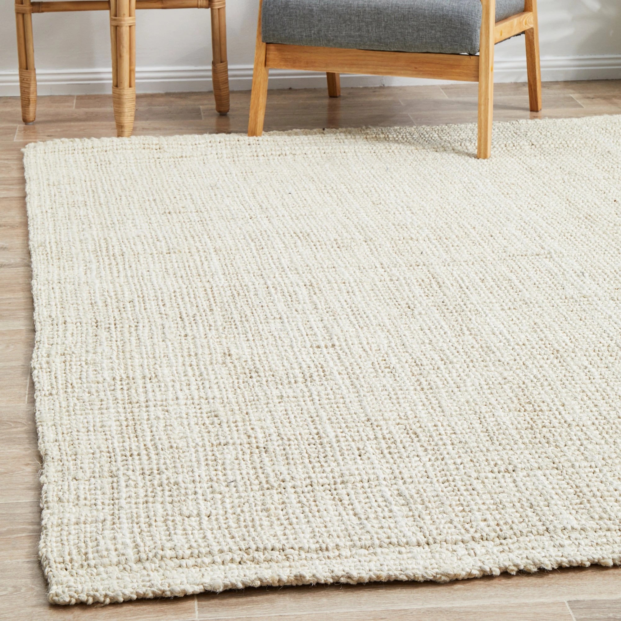 2 Common Ground Rugs Solace Barker 270x180cm - Large Jute Rug - White, 2 of 8