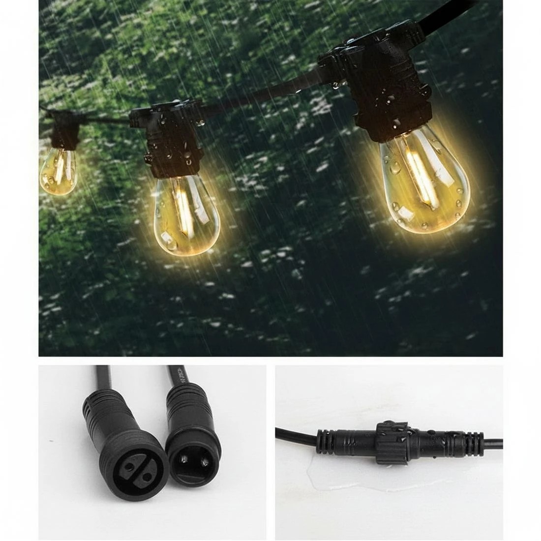 5 32m LED Festoon String Lights Christmas Decorations Wedding Party Outdoor Garden - Black, 5 of 7
