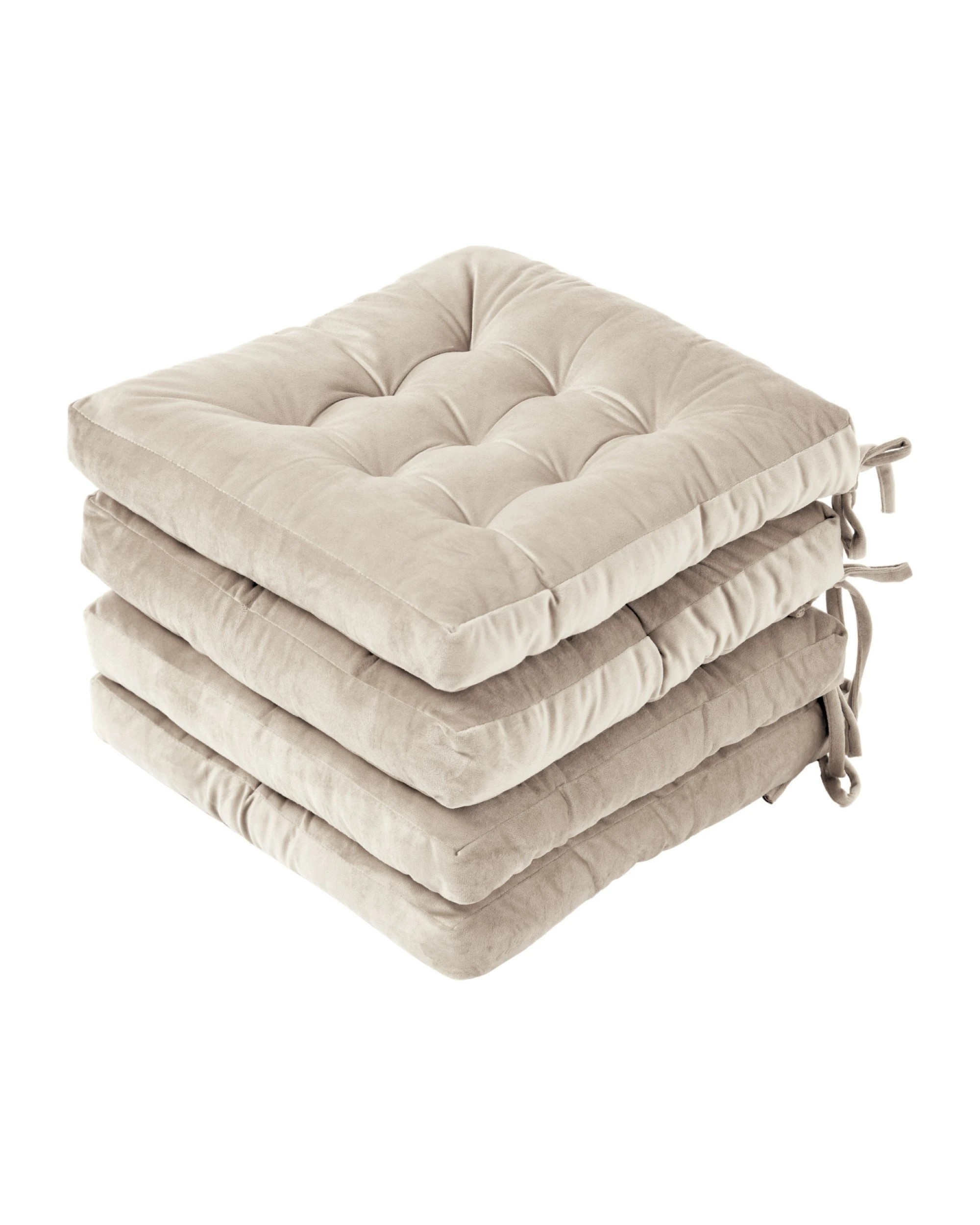 1 Cadence & Co. Vivienne Velvet Seat Cushion 4 Pack - Stone, 1 of 7