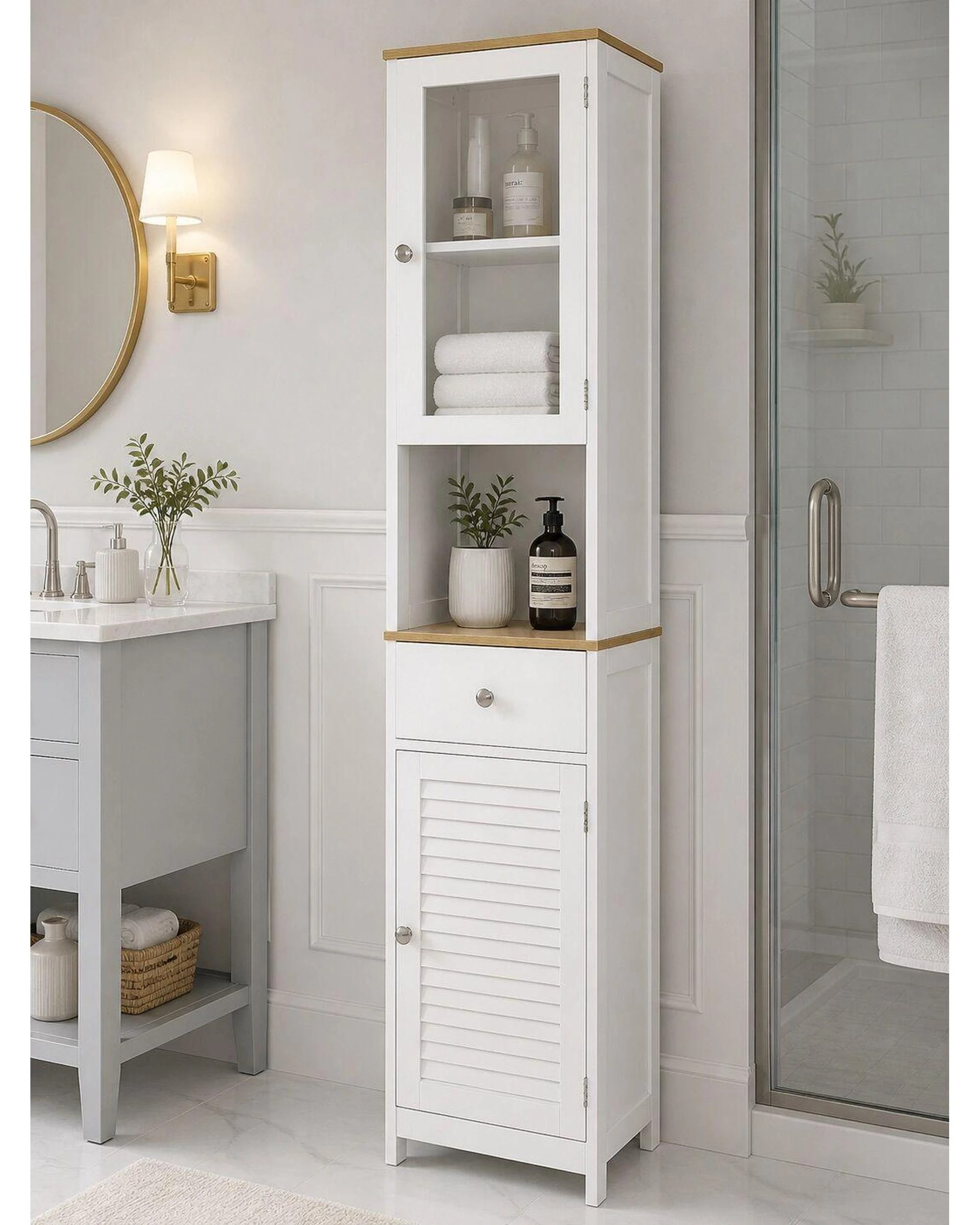 10 Auston Tall Bathroom Storage Cabinet, 10 of 10