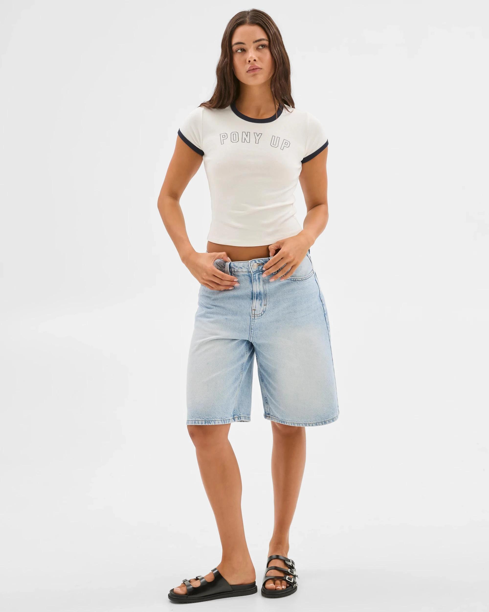 1 Australian Cotton Graphic Baby Crop T-Shirt - Lily Loves PONY UP, 1 of 7