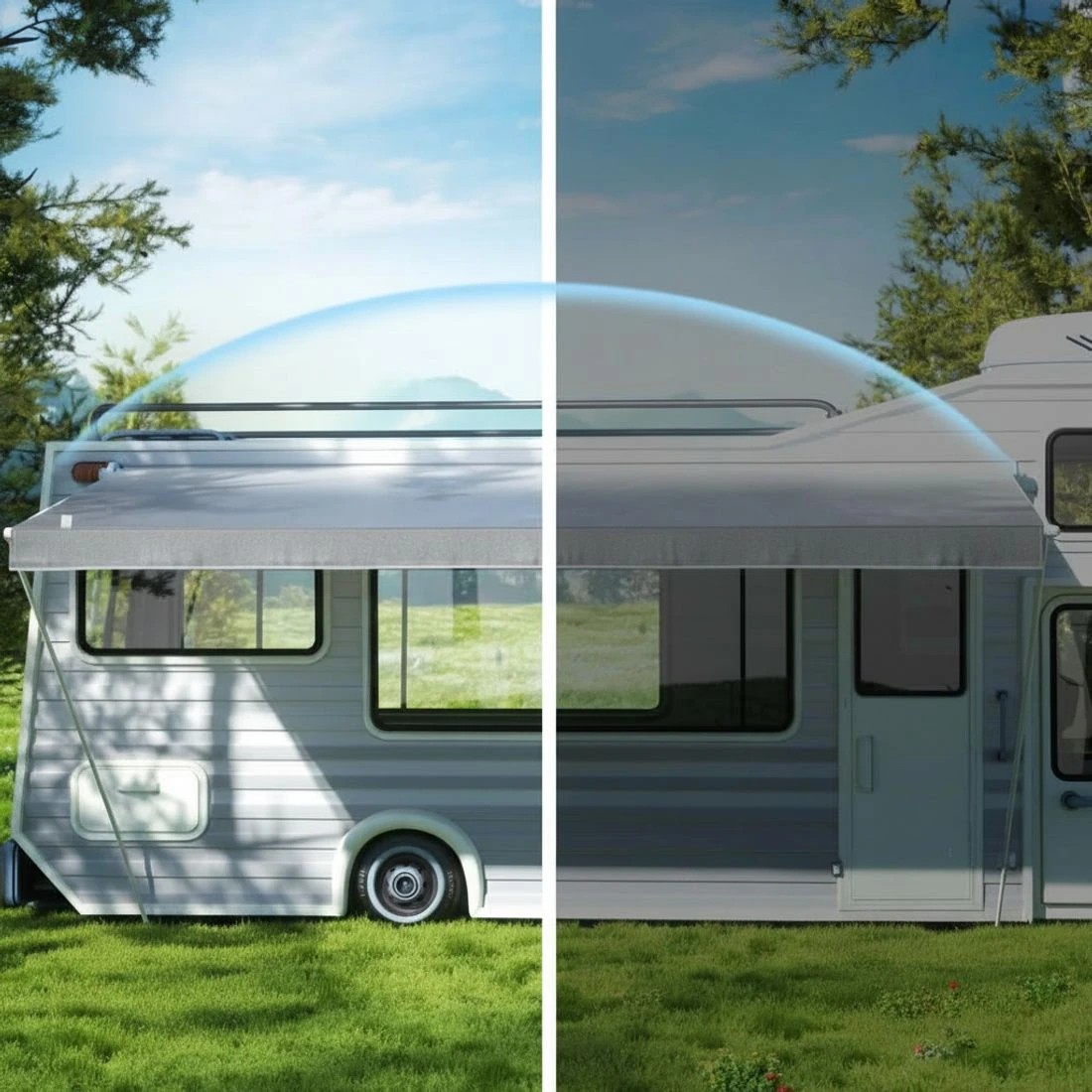 2 Weisshorn 17ft Caravan Awning RV Replacement Fabric 4.93M x - Grey, 2 of 5