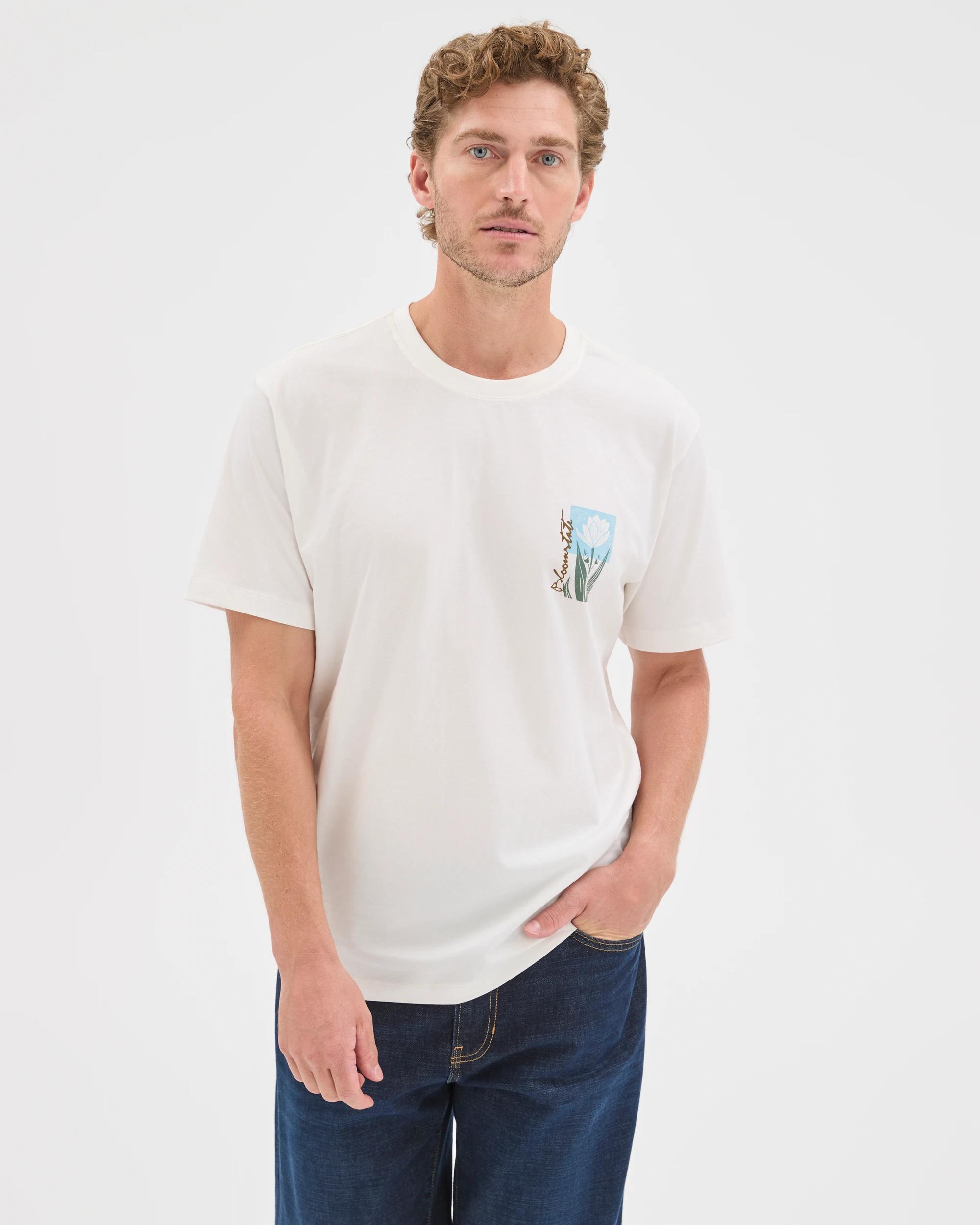3 Target Man Australian Cotton Bloomstate Print T-Shirt OFF WHITE, 3 of 7