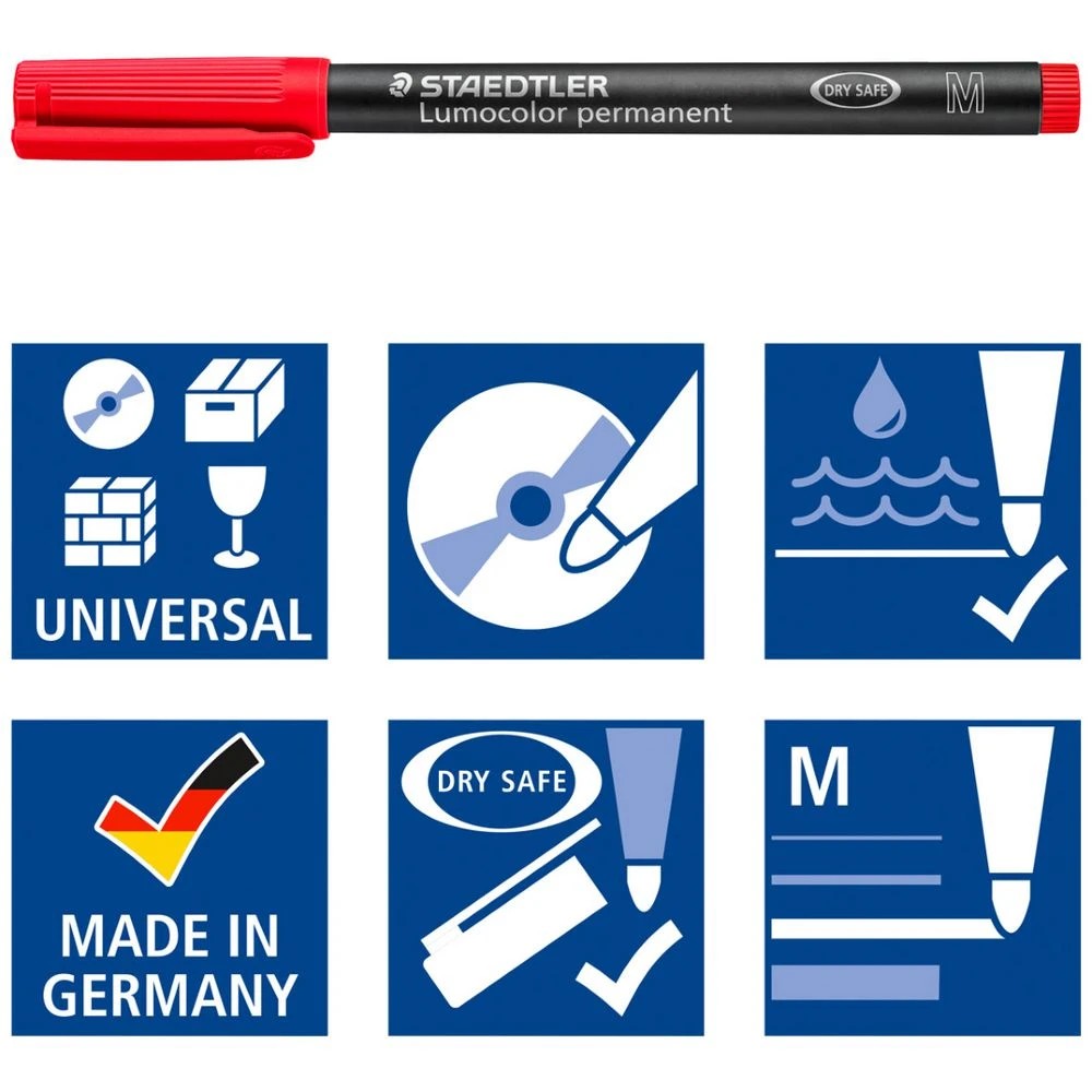 4 Staedtler Lumocolor Permanent Marker Medium Brights 4 Pack, 4 of 6