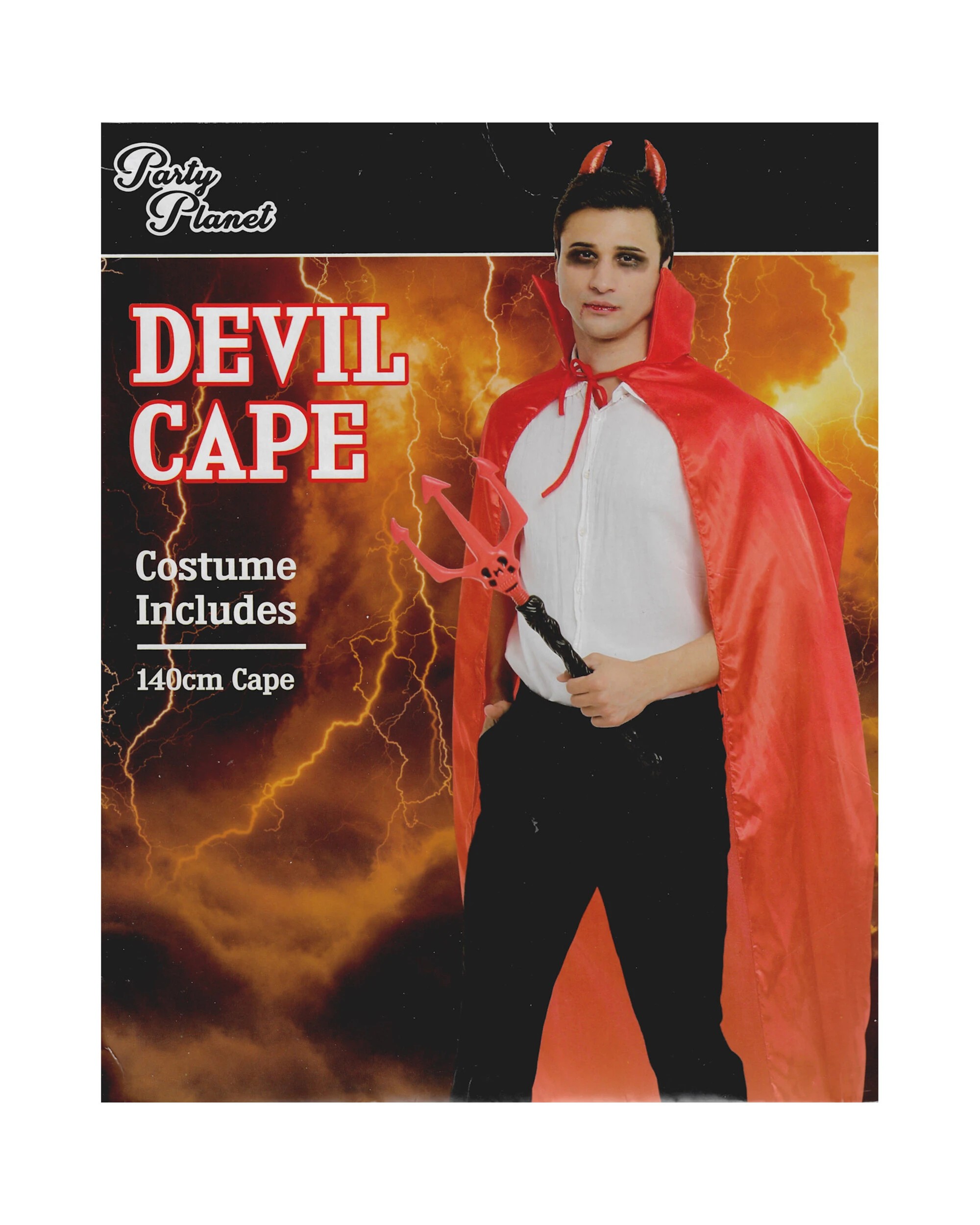 3 Party Planet Adult Devil Cape - One Size - Red, 3 of 3