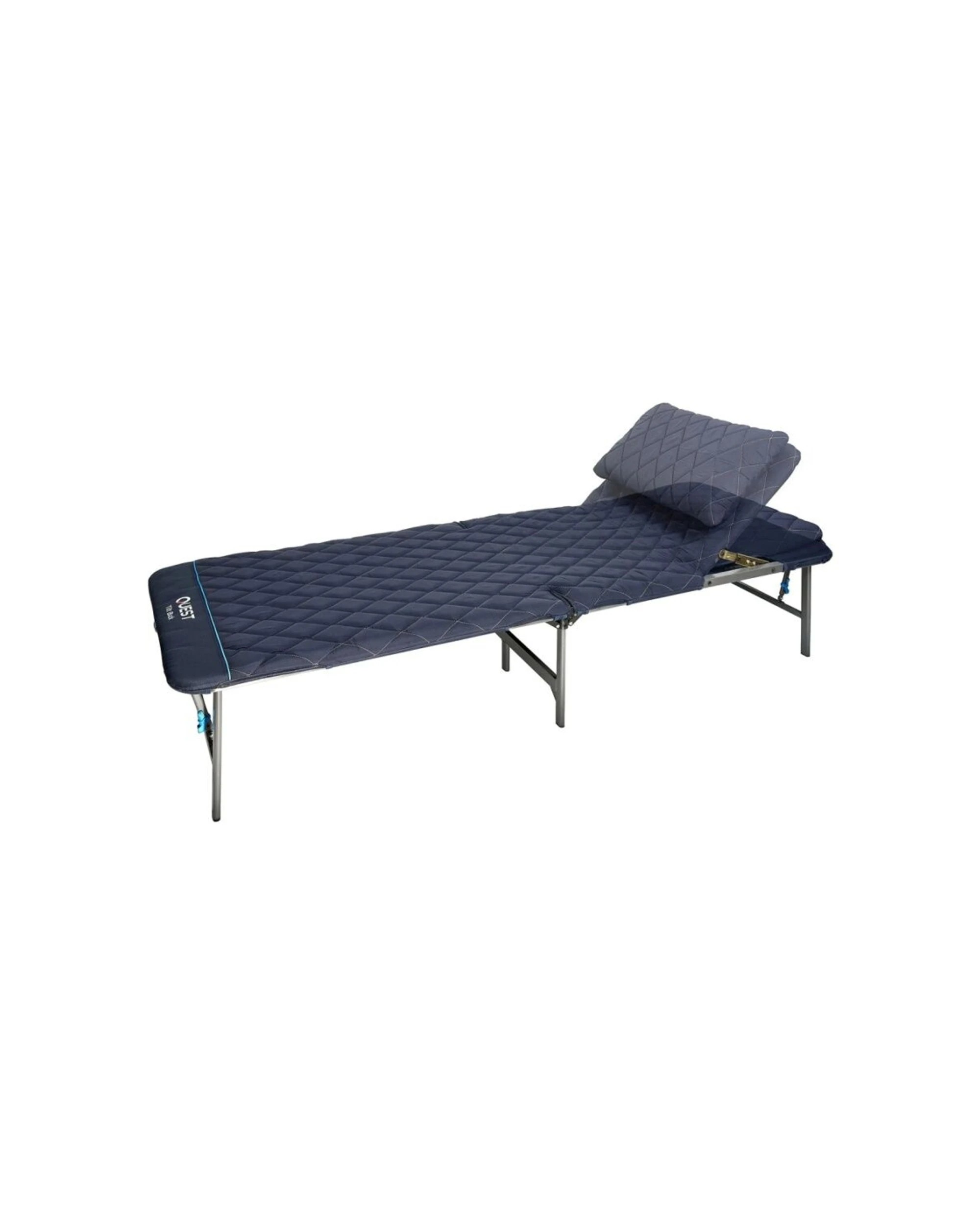 3 Quest Outdoors Flat Fold Camping Bed Tilt Back Steel Frame 150 kg Capacity - Blue, 3 of 8
