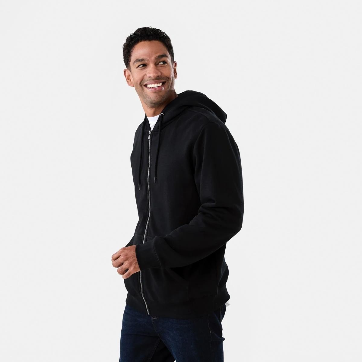 3 Comfort Zip Through Hoodie Black, 3 of 7