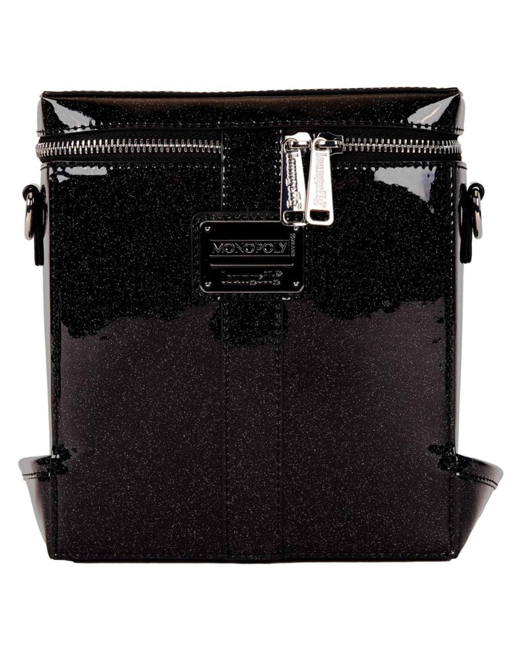 6 Monopoly 90th Anniversary Top Hat Glitter Figural Crossbody Bag - Black, 6 of 8