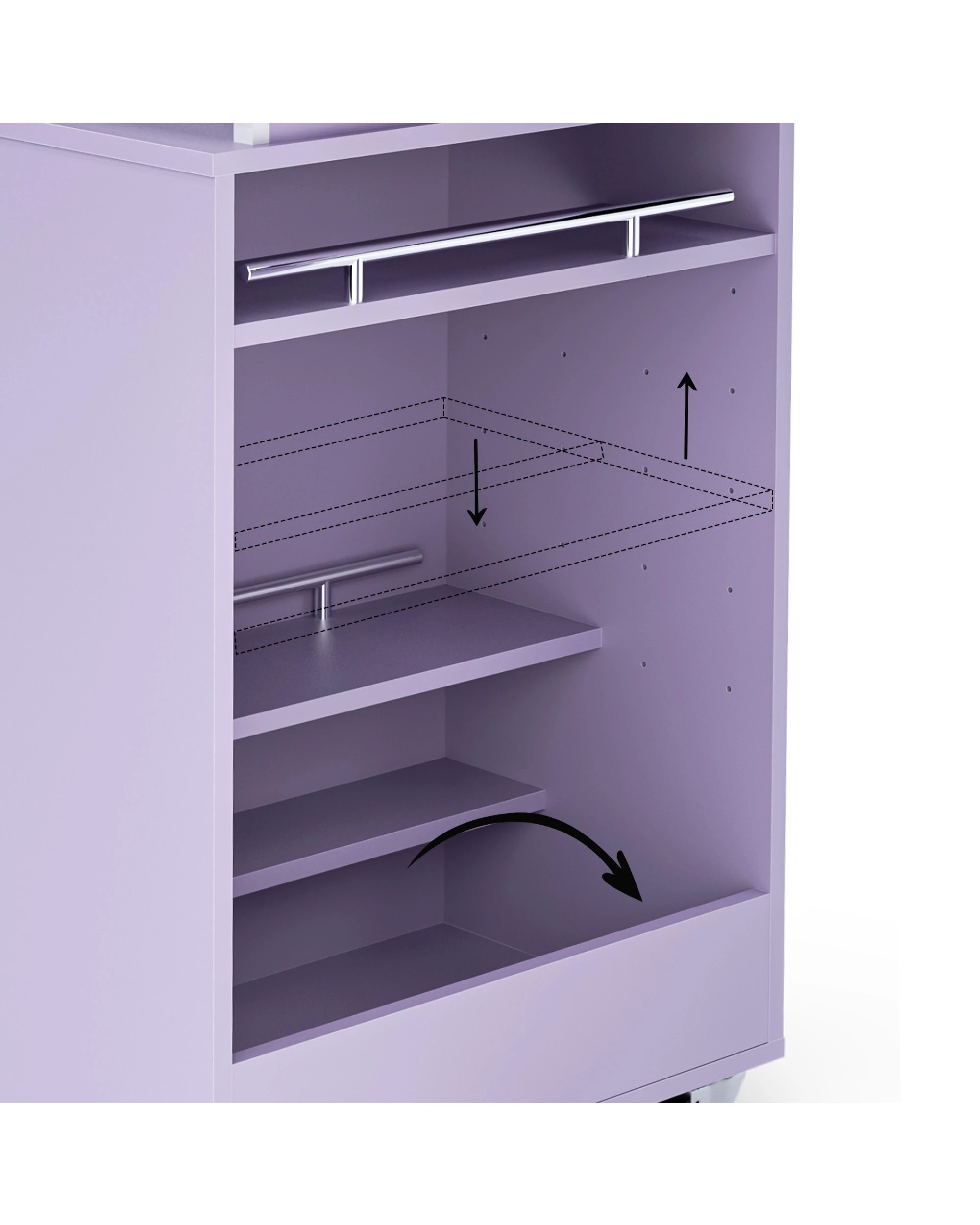 9 Advwin Manicure Table Vanity Desk for Nail Tech with Dust Collector Wrist Rest Lockable Wheels - Purple, 9 of 10