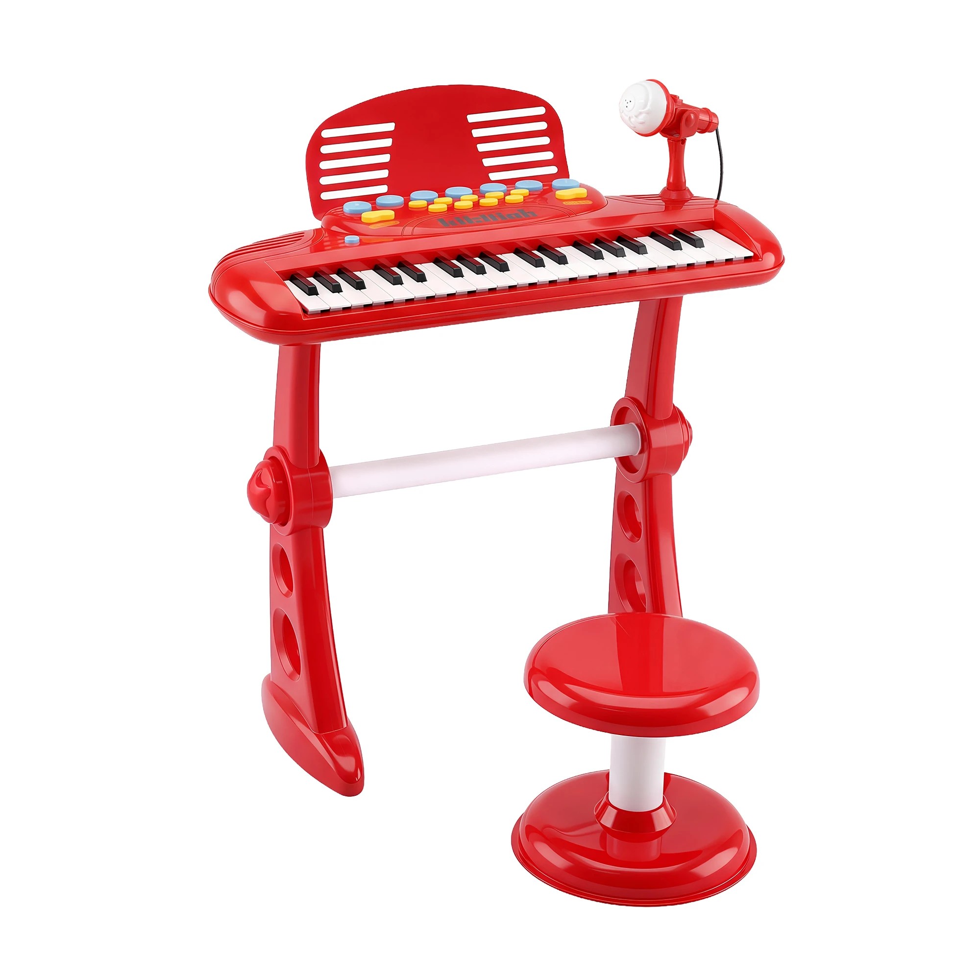 1 Keezi Kids Piano Keyboard 37 Keys Electronic Musical Instrument Set w/ Stool Microphone - Red, 1 of 9