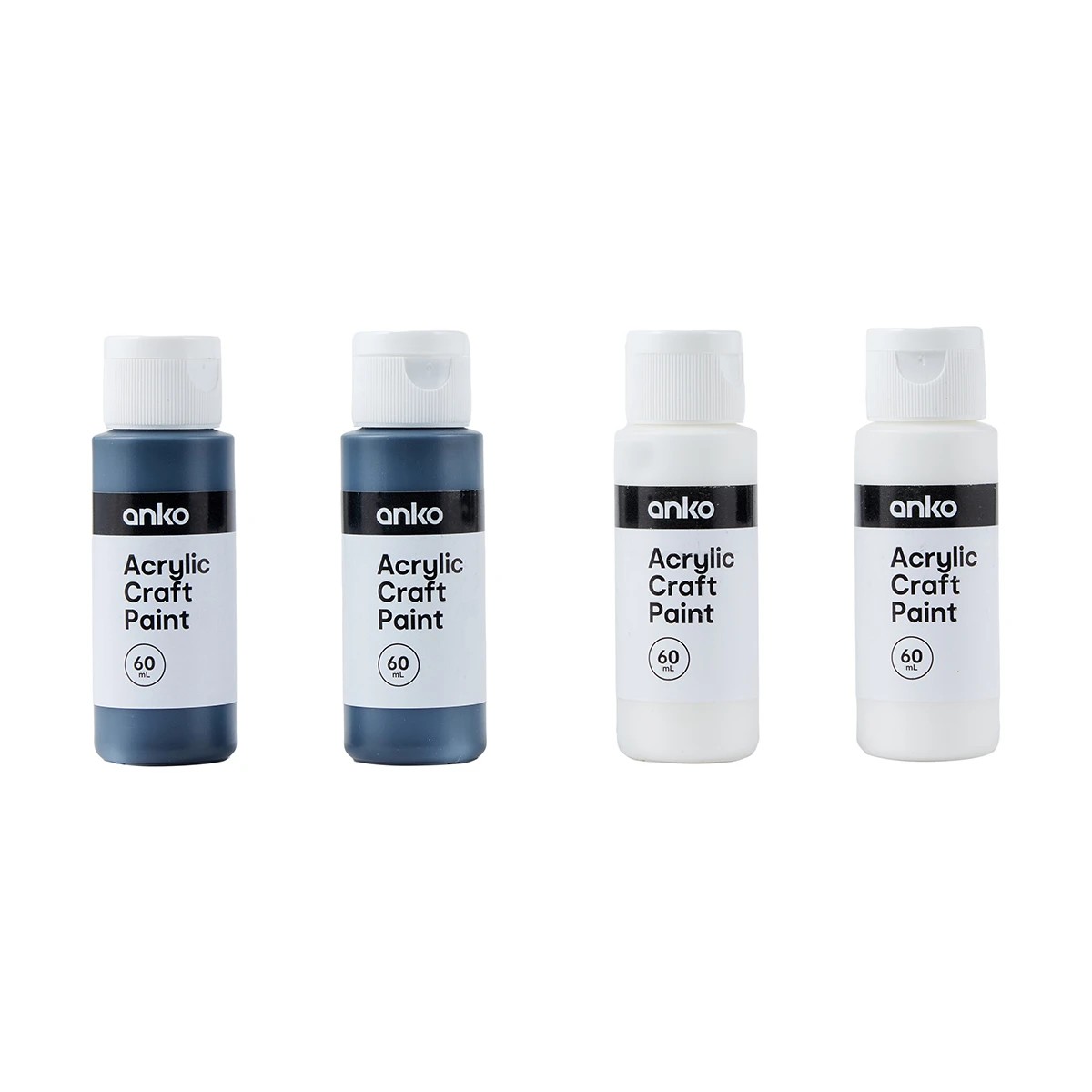 2 4 Pack Acrylic Craft Paints - Black and White, 2 of 8