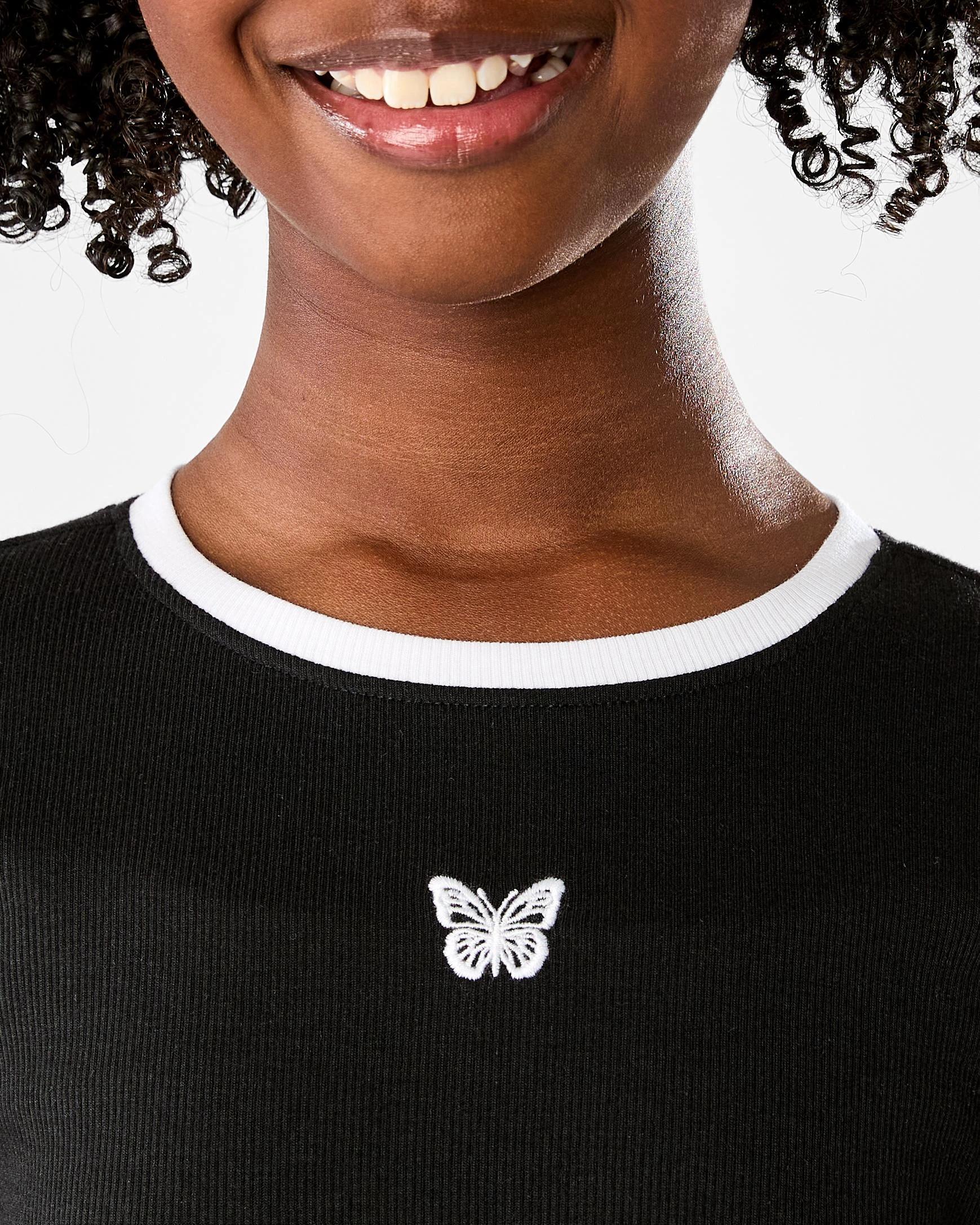 4 Short Sleeve Contrast Trim T-Shirt Blk Btrfy, 4 of 8