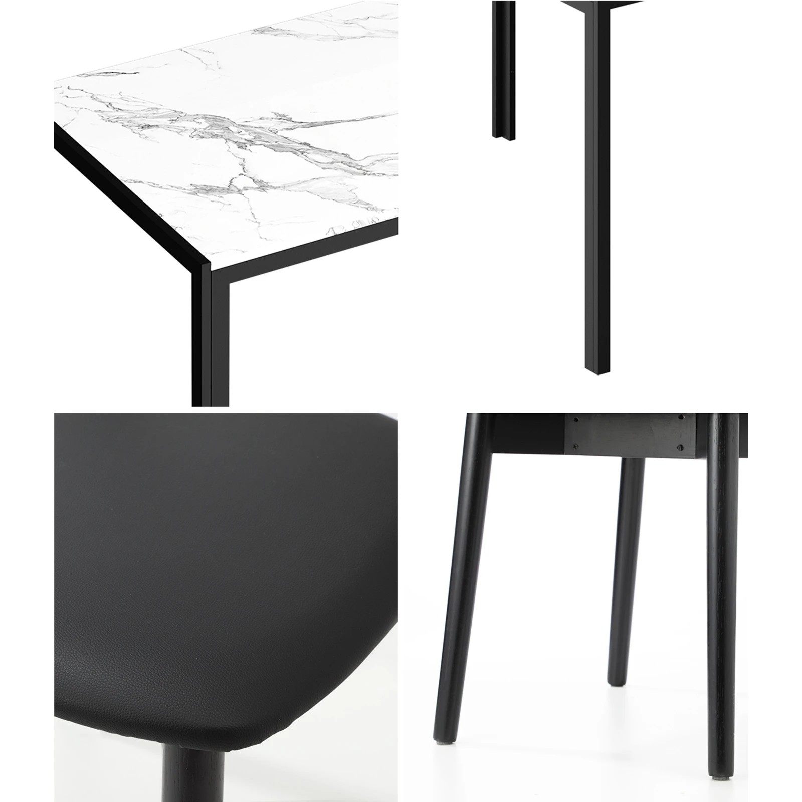 4 Oikiture 1.2m Dining Table Set with 4PCS Wooden Chairs PU Leather - Multi, 4 of 9