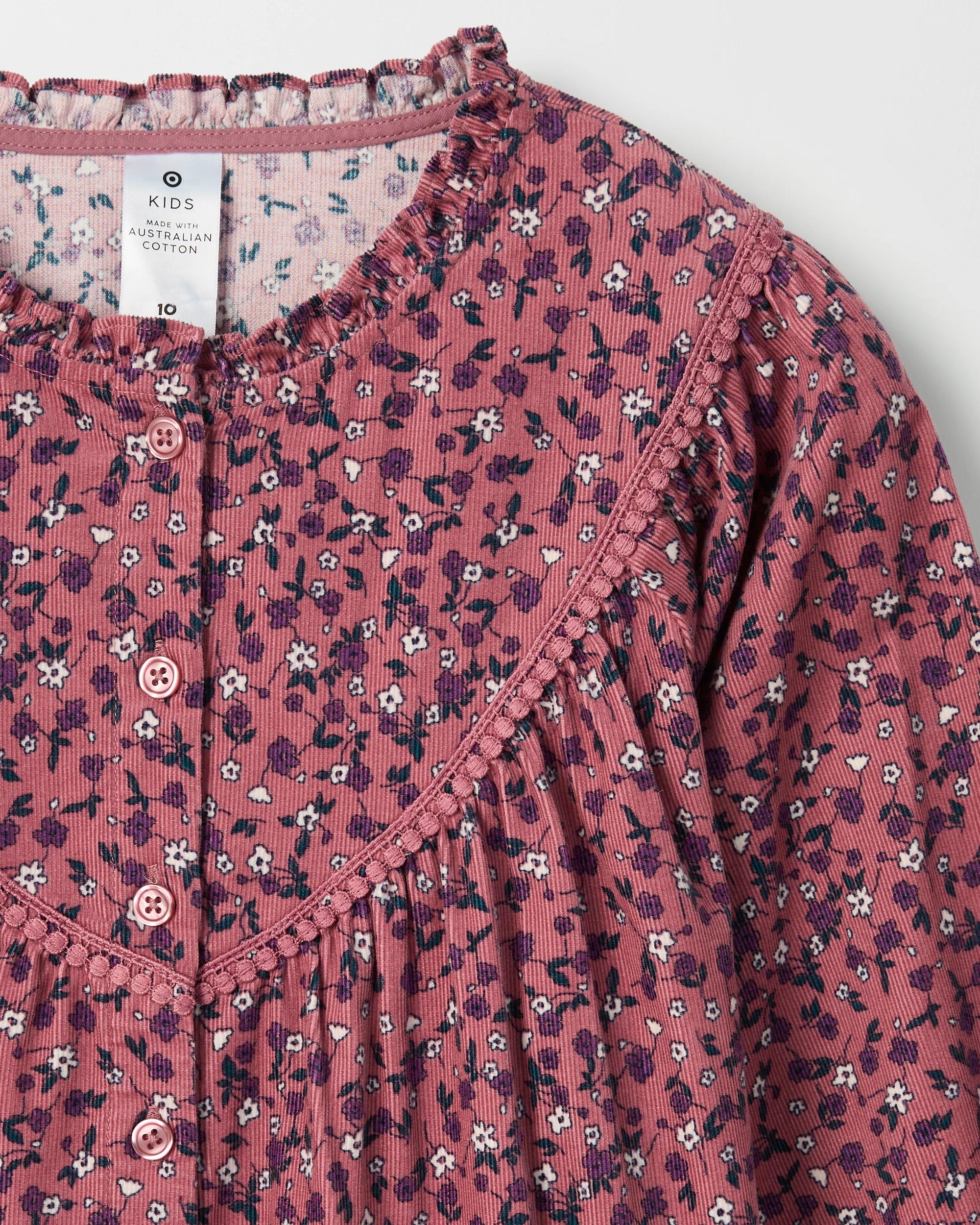 2 Target Kids Australian Cotton Long Sleeve Woven Cord Top PINK, 2 of 2