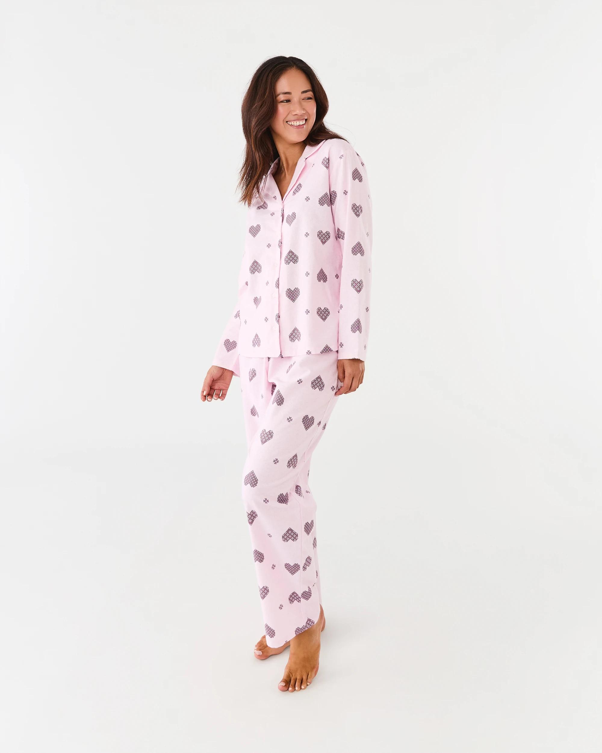 2 Cotton Print Flannel Pyjama Set Stitch Hrt, 2 of 7