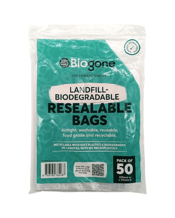 Bio-Gone Resealable Zip Lock Bag 225 x 315 mm 50 Pack