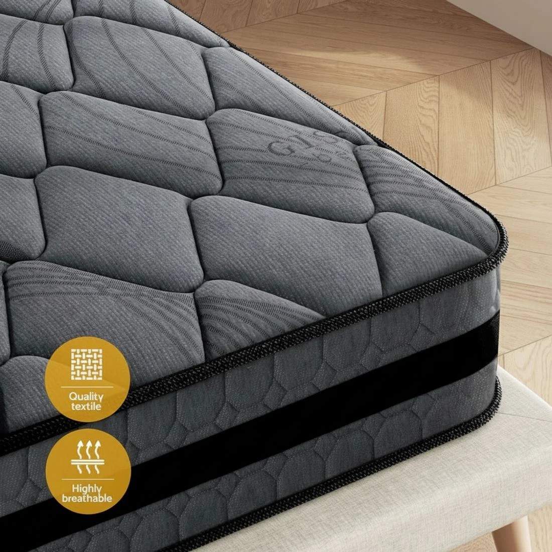 6 Giselle Bedding 22cm Mattress Medium Firm King - King Bed - Grey, 6 of 7