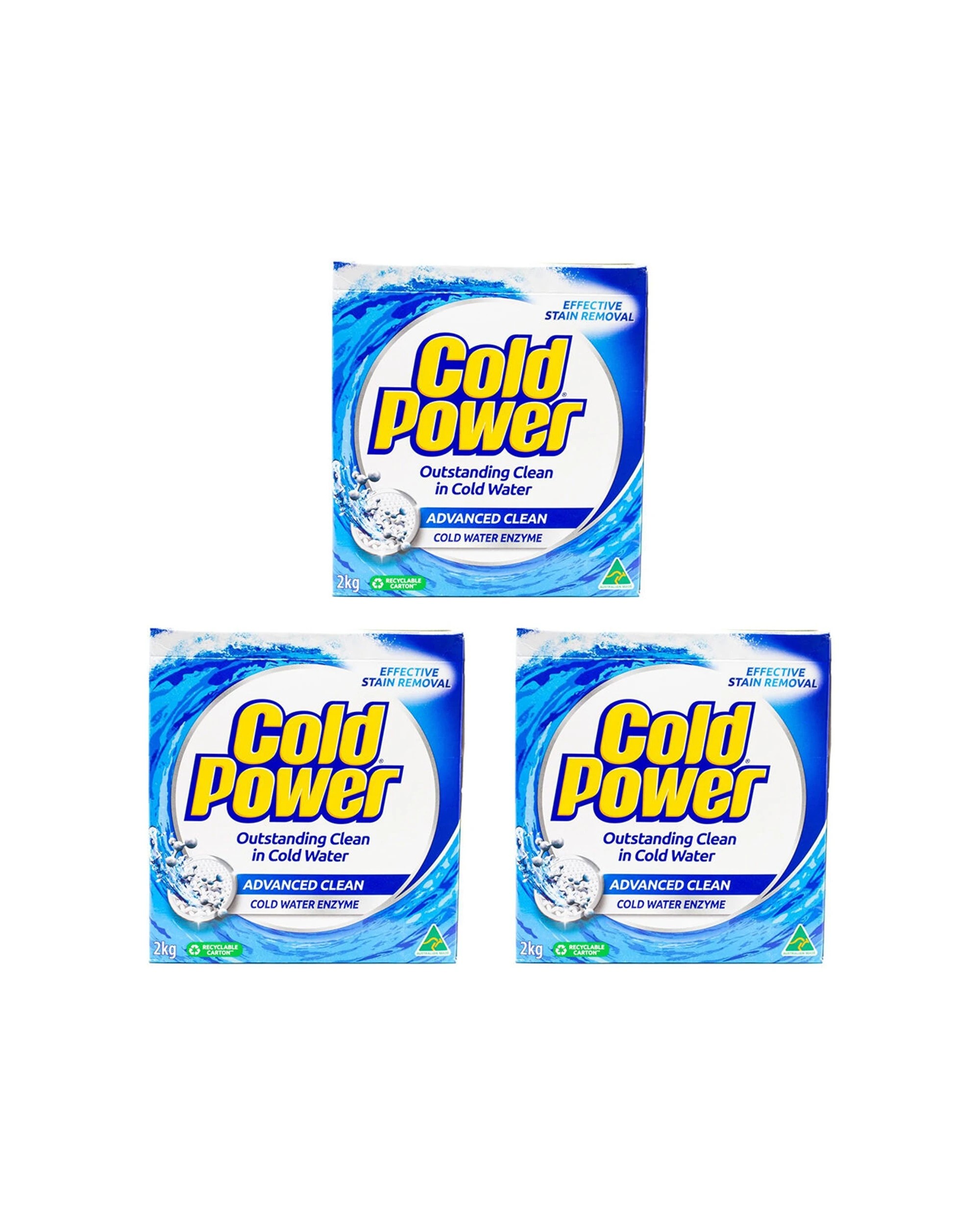 1 Cold Power 3PK Laundry Powder 2kg Advanced Clean Effective Stain Remover - Blue, 1 of 5