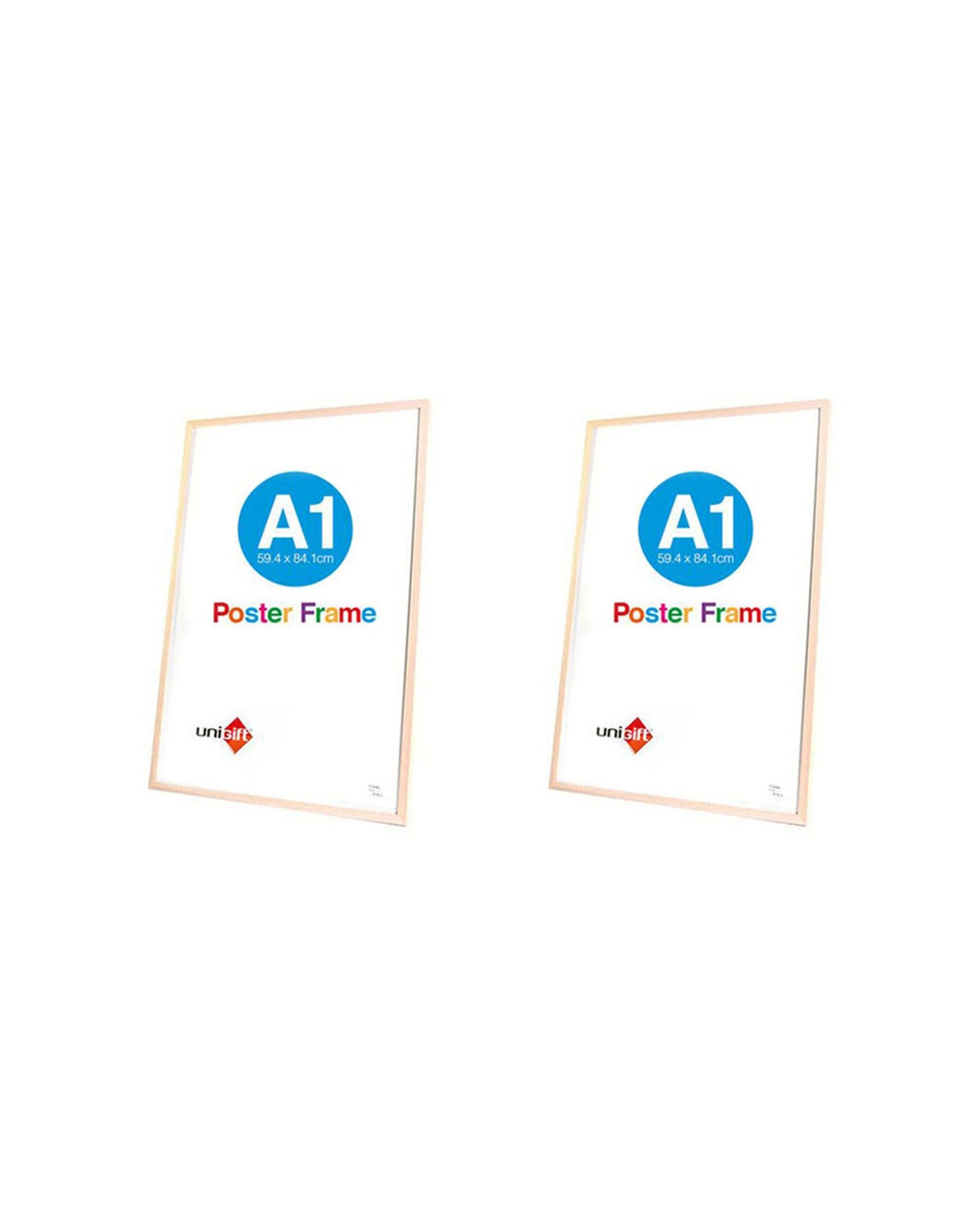 1 Unigift 2PK A1 Wooden Glass Poster Picture Photo Frame Home Decor 59.4x84.1cm - Natural, 1 of 1