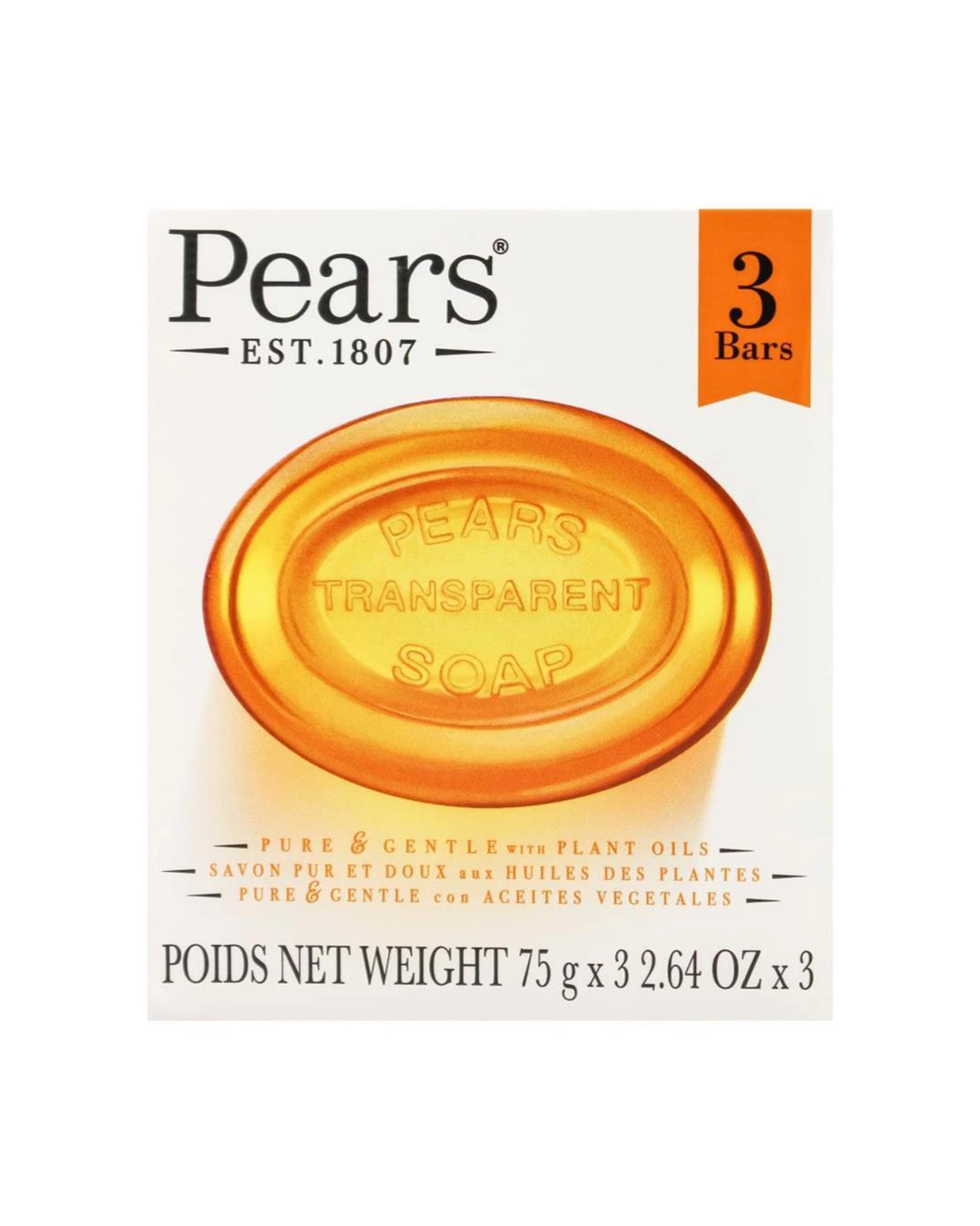 2 Pears 12 x 3pc Pure Gentle Bar Soap 75g Bath Cleanser - Orange, 2 of 5