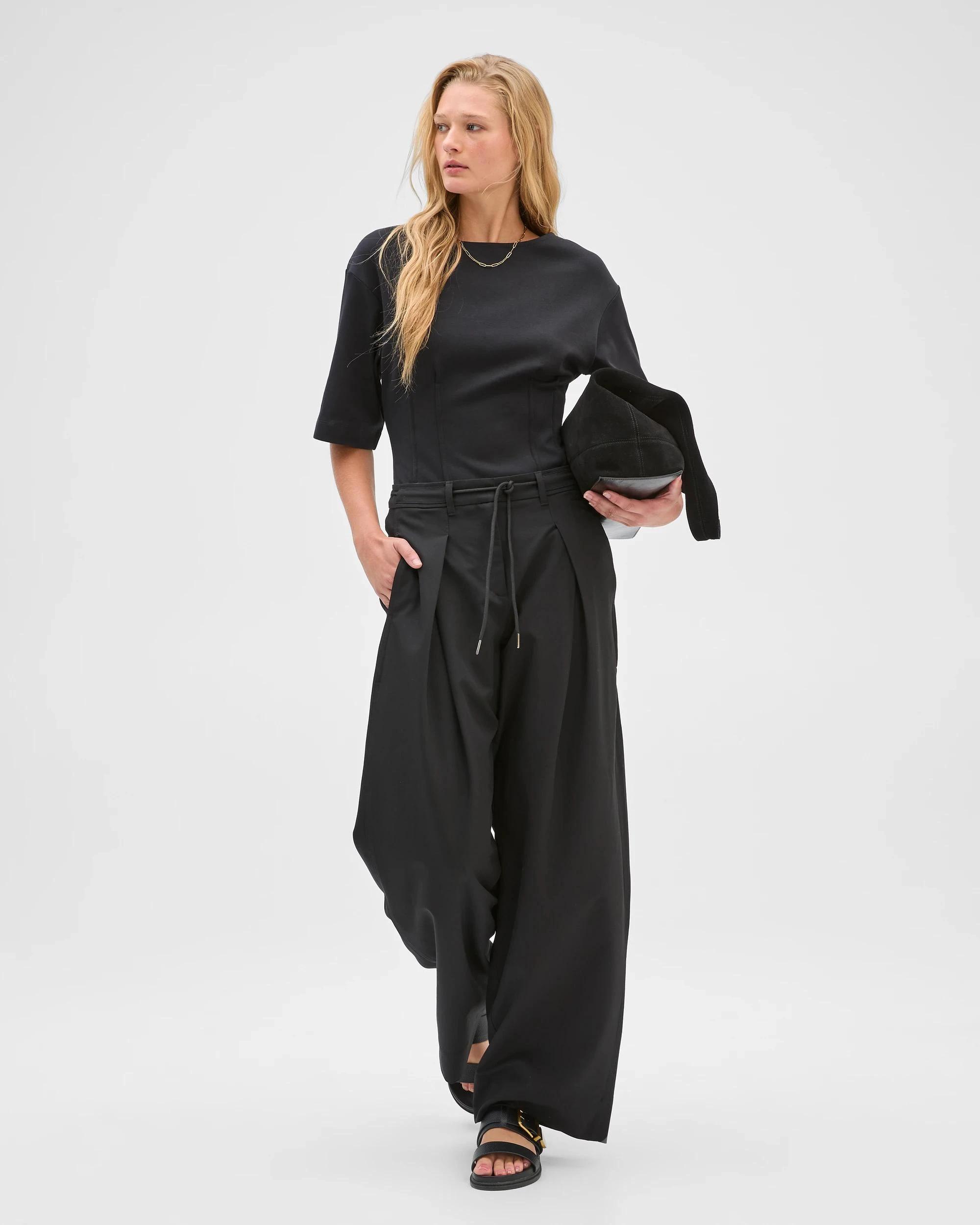 1 Preview Wide Barrel Leg Pants BLACK, 1 of 9