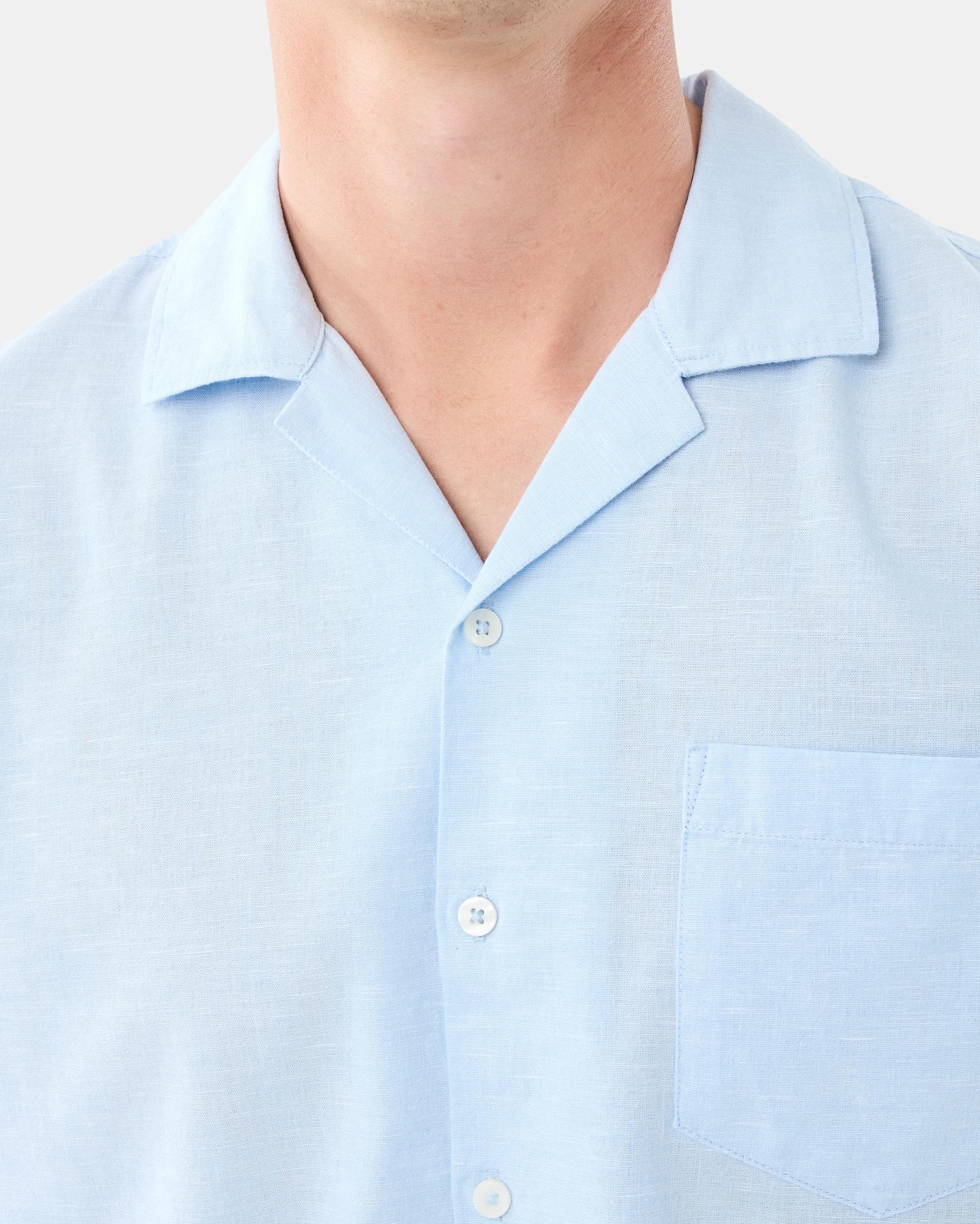 5 Short Sleeve Cotton Linen Shirt Blu Crystl, 5 of 7