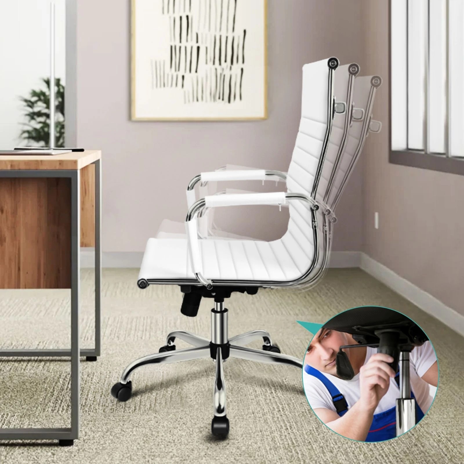 5 Alfordson Office Chair Ergonomic Executive Computer Seat Gaming High Back - White, 5 of 10