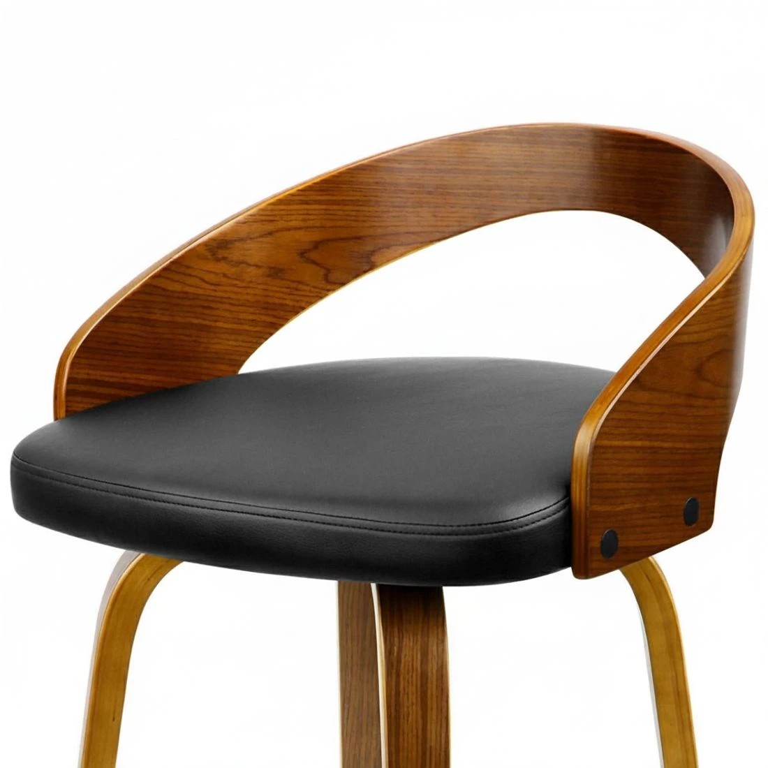 5 Artiss 2x Bar Stools Swivel Seat Curving Backrest - Black, 5 of 7