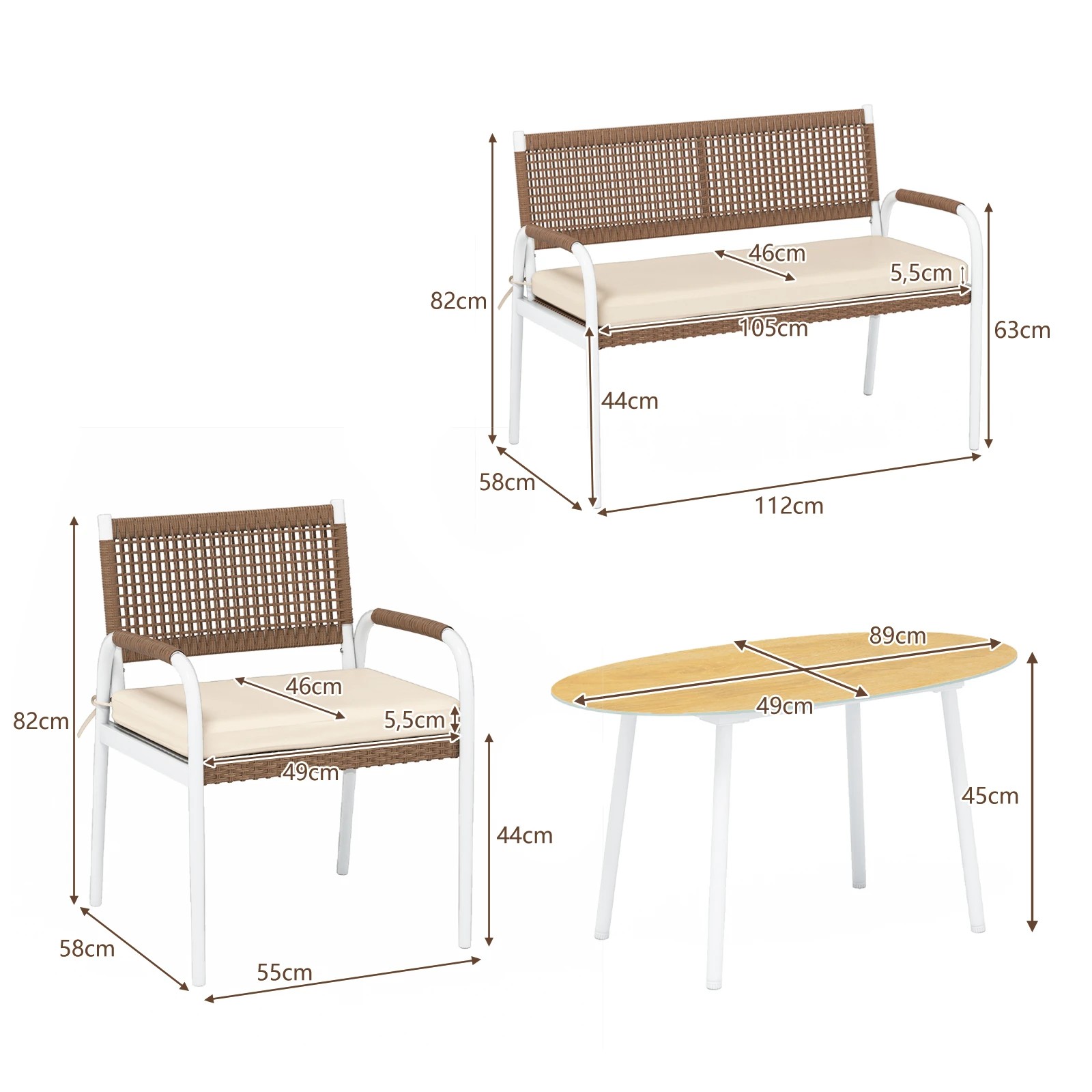 2 Costway 4PCS Patio Furniture Set Outdoor Wicker Conversation Sofa Set, 2 of 4