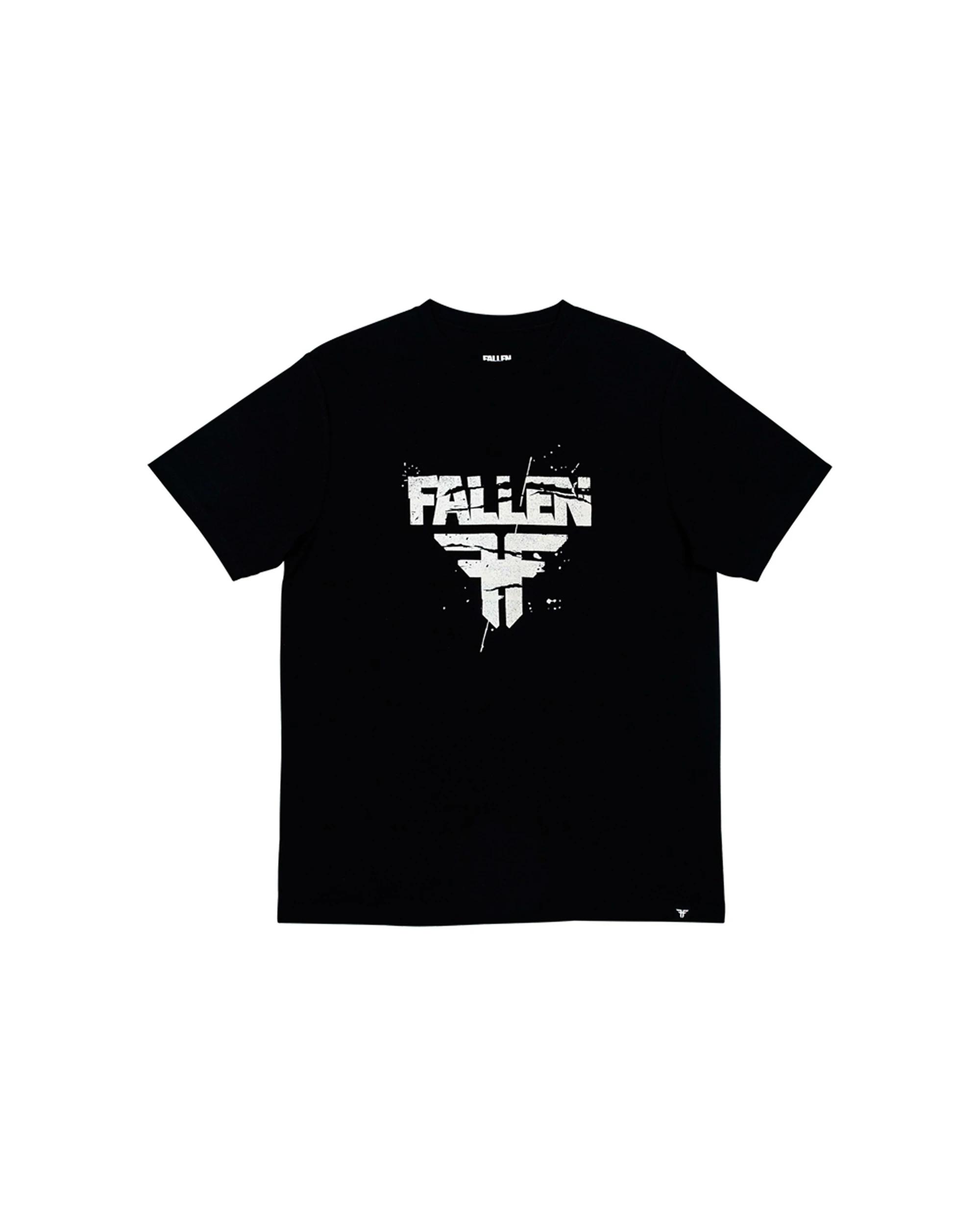 1 Fallen Footwear Men Cracked Cotton Tee Jumper Regular Fit Soft Comfortable Wear BLACK/WHITE, 1 of 1