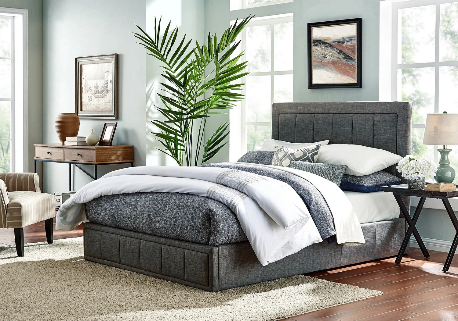 3 Foret Bed Frame Queen Gas Lift Storage Base Bedroom Furniture Fabric Gray Grey - One Size, 3 of 5