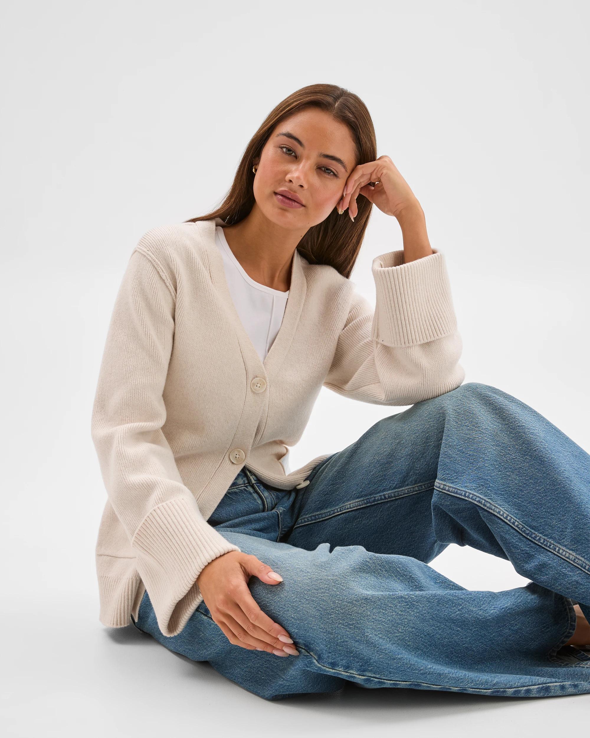 7 Lily Loves Australian Cotton Blend Longline Cardigan OAT, 7 of 8