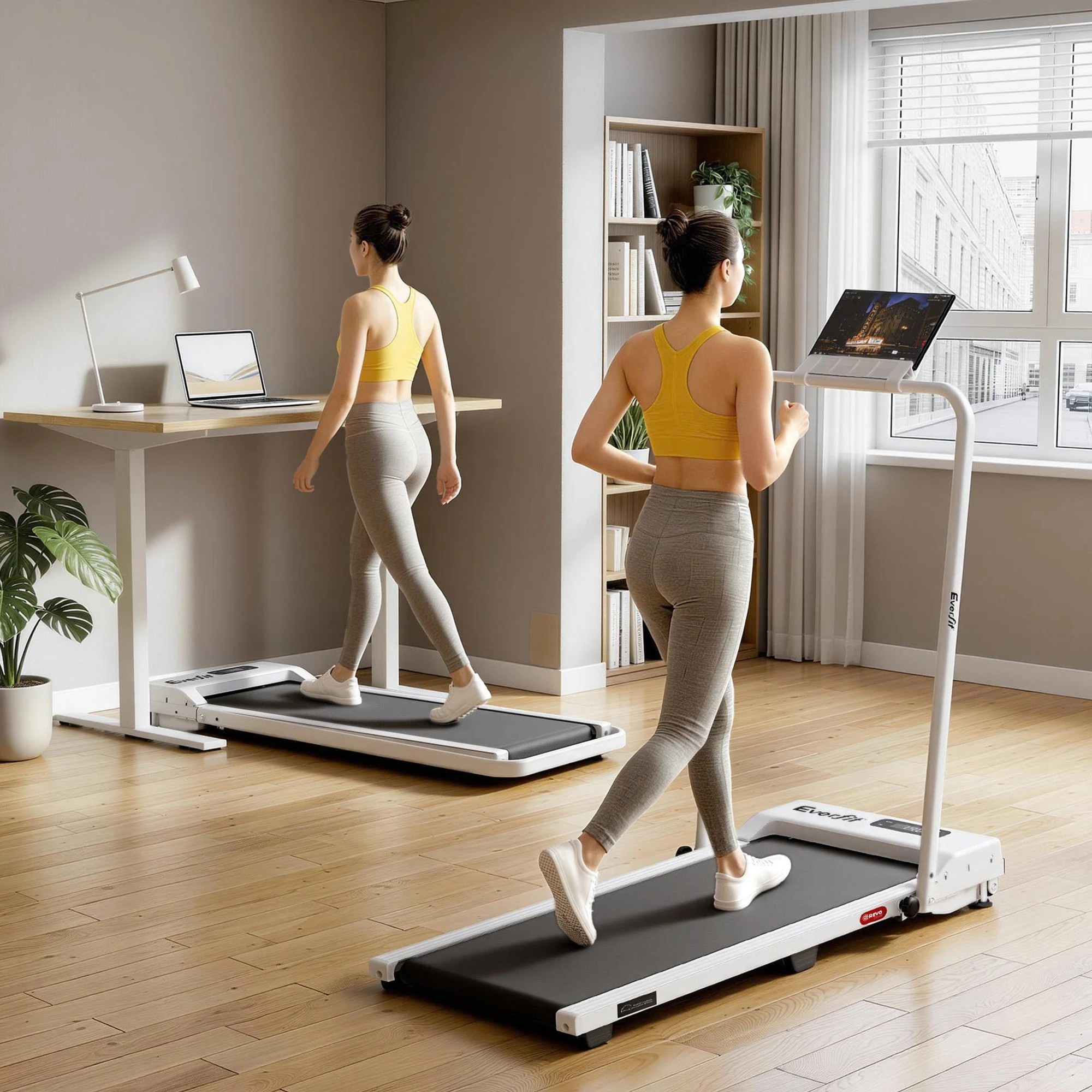 5 Everfit 3 in 1 Walking Pad Treadmill 12% Incline Foldable Under Desk Treadmills for Home Gym - White, 5 of 9