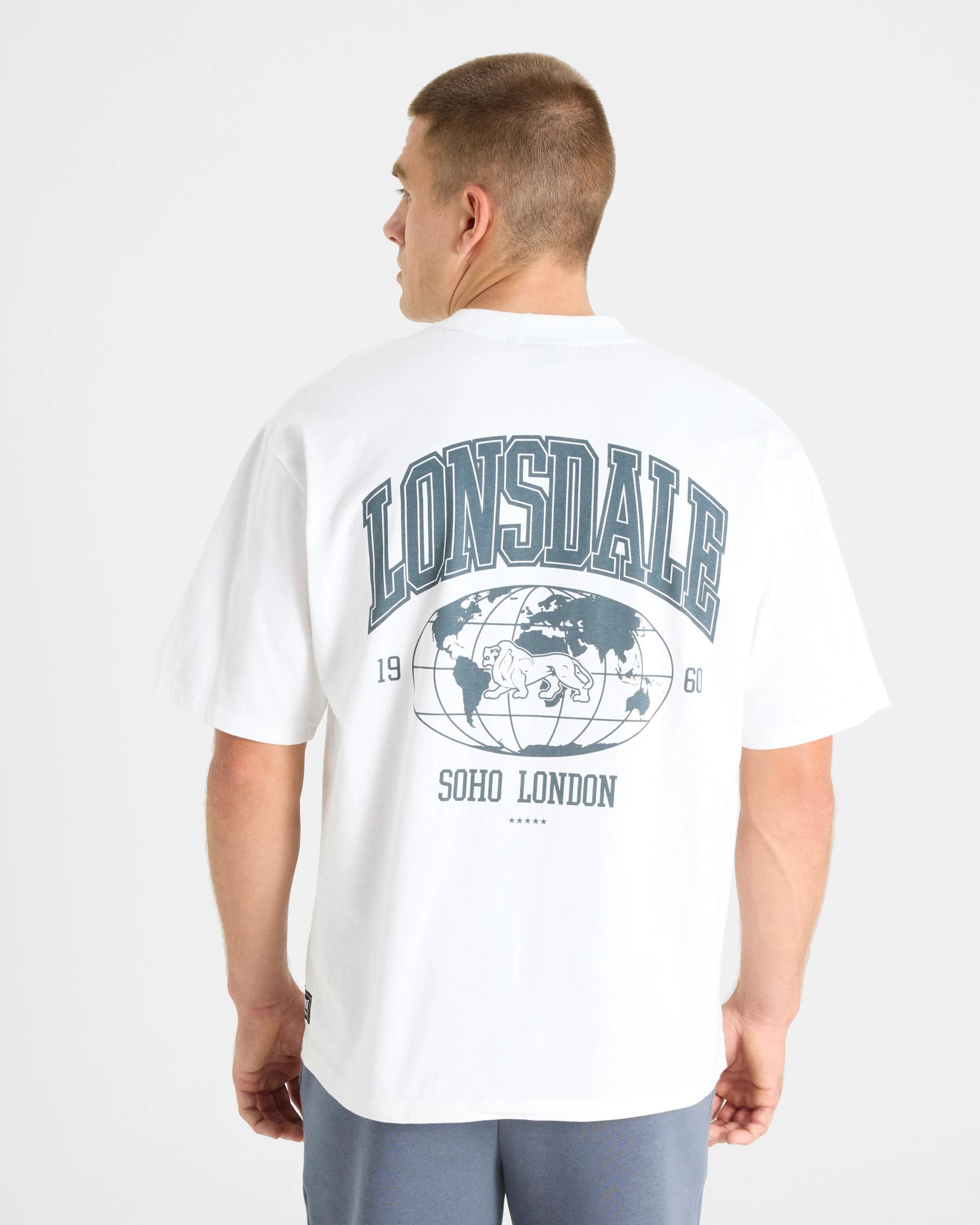 2 Lonsdale London Varsity Short Sleeve T-Shirt WHITE, 2 of 5