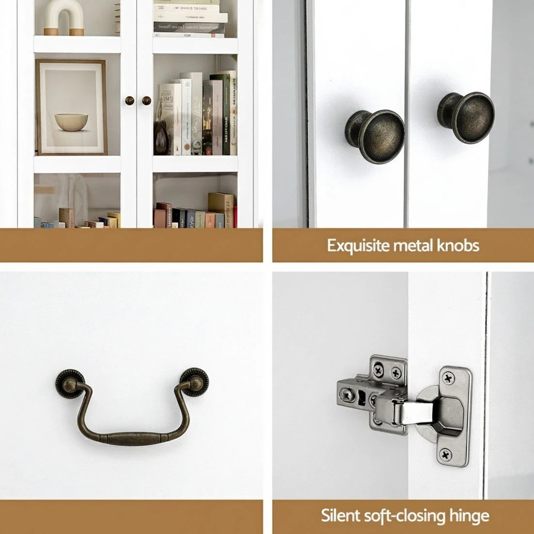 6 Artiss Buffet Sideboard 180cm Hutch Storage Cabinet Kitchen Drawer Door - White, 6 of 7