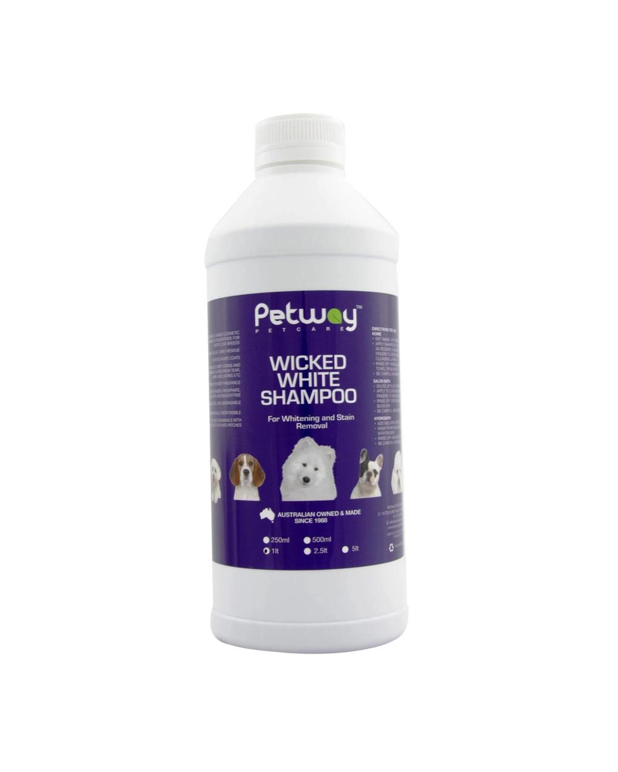 1 Petway Petcare Wicked White & Stain Removal Dog Shampoo 1L, 1 of 1