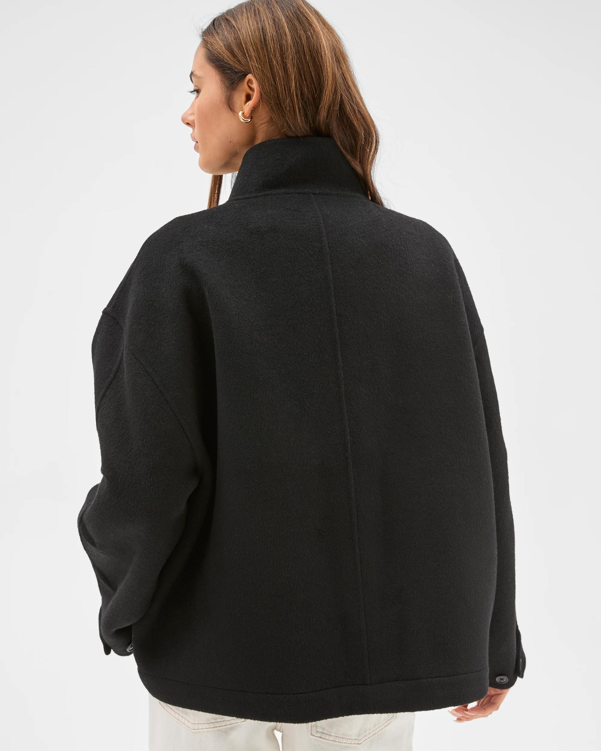 6 Lily Loves High Neck Double Faced Bomber Jacket BLACK, 6 of 6