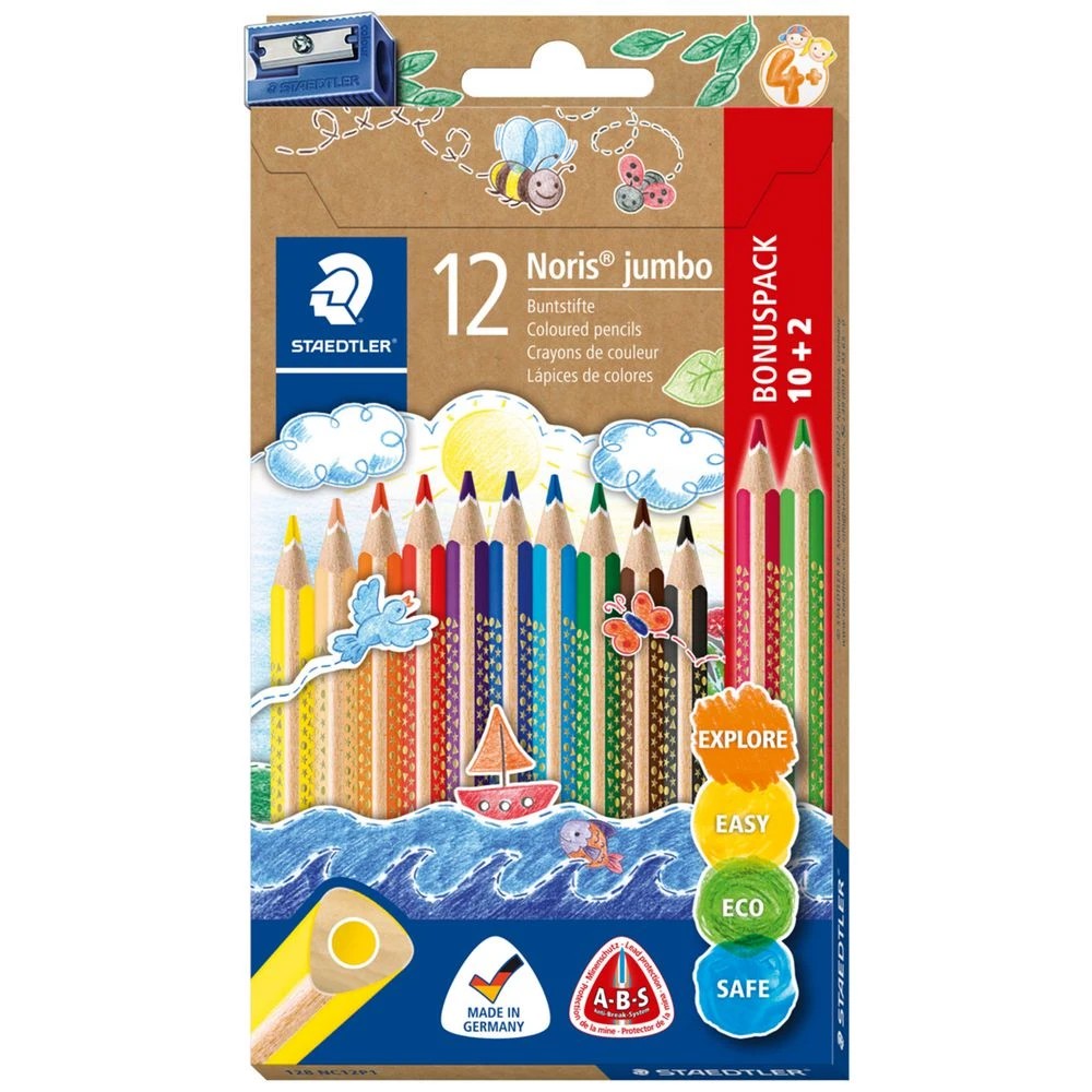1 Staedtler Noris Jumbo Tri Colour Pencils 12 Pack, 1 of 4