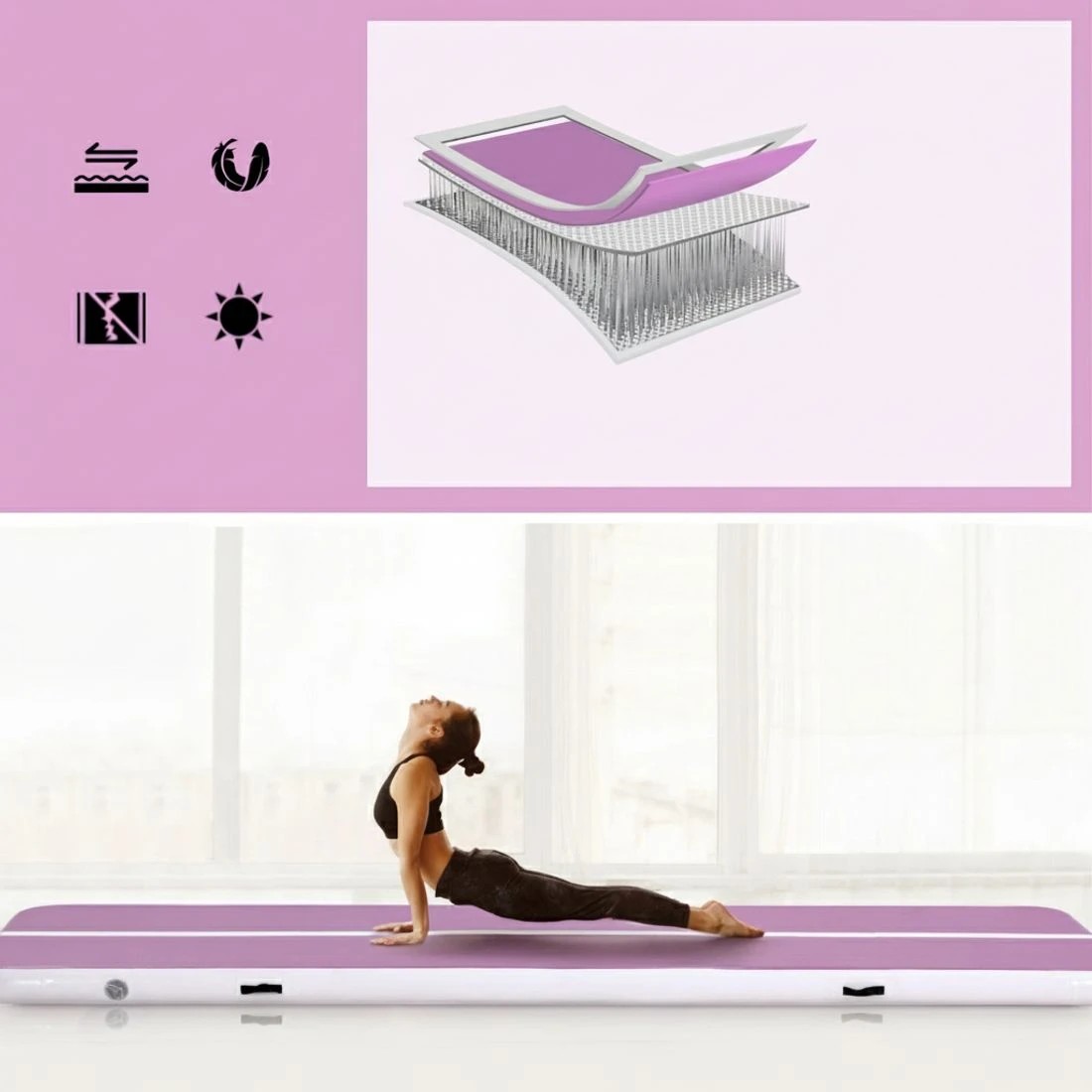 4 Everfit 4M Air Track Gymnastics Tumbling Exercise Cheerleading Mat Inflatable - Purple, 4 of 6