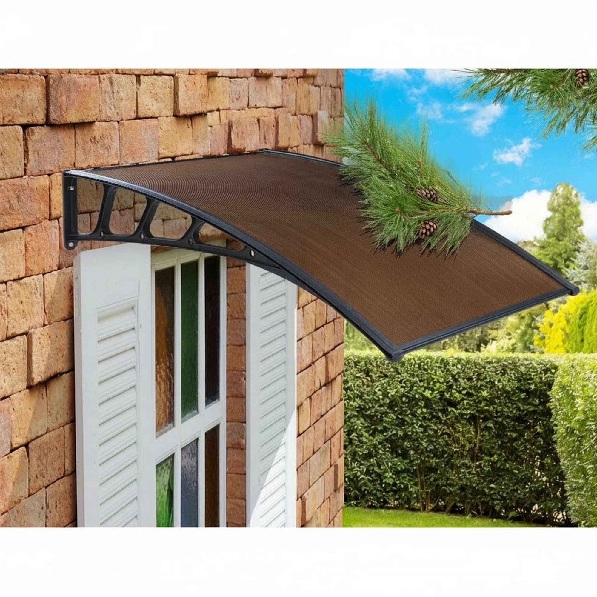 5 Instahut Window Door Awning Canopy 1.5mx3m Brown Sheet Plastic Frame - Multi, 5 of 7