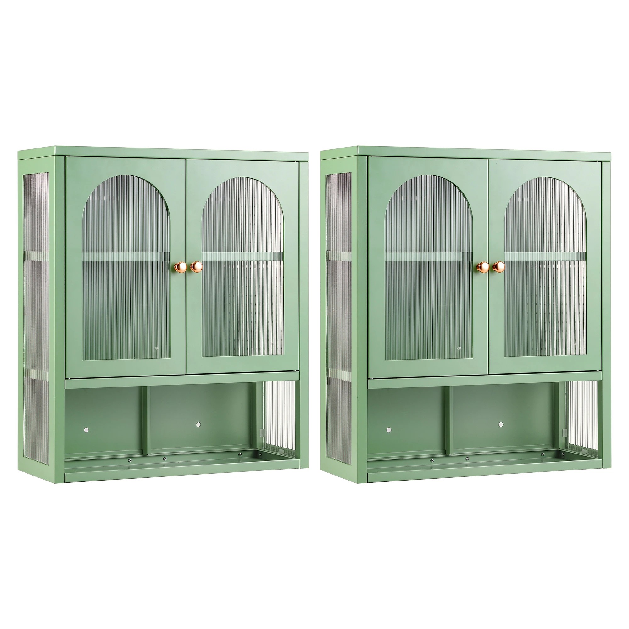 1 Artiss Buffet Cabinet Sideboards X2 Wall Mounted Fluted - Green, 1 of 10