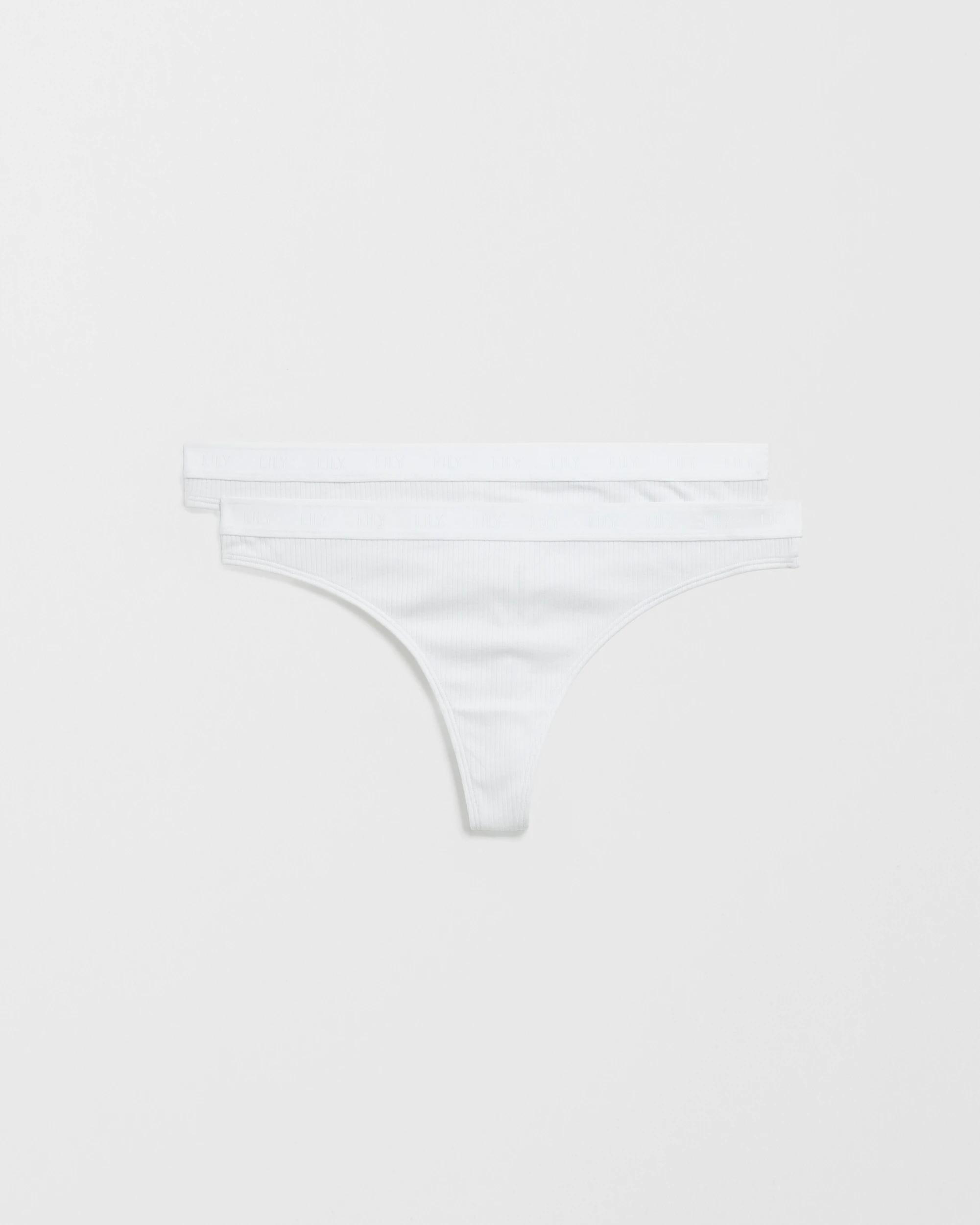 1 Lily Loves Organic Cotton 2 Pack G-String Briefs WHITE, 1 of 3