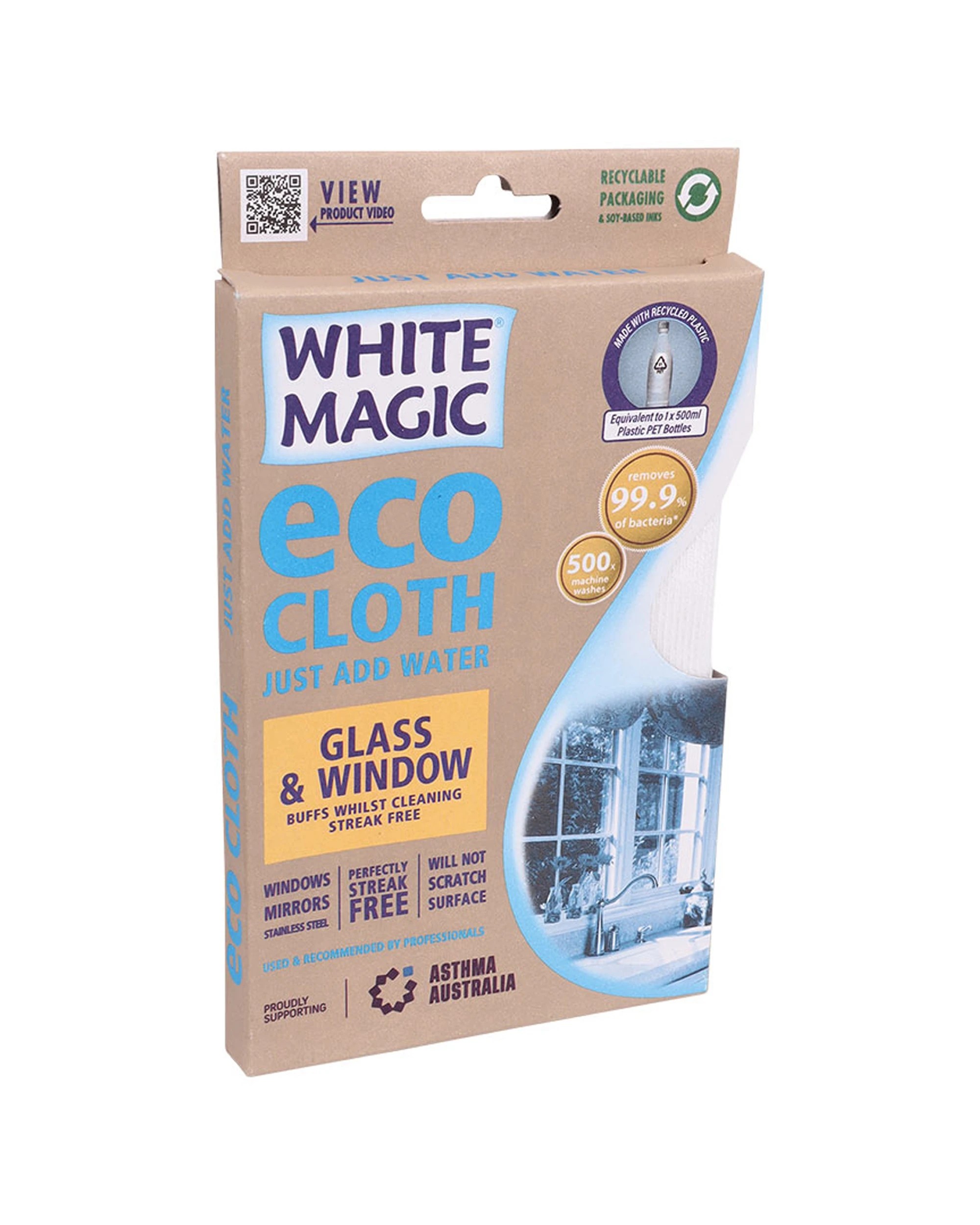 3 White Magic Microfibre Glass And Window Eco Cloth 32 X 32cm 1 Pack - White, 3 of 4