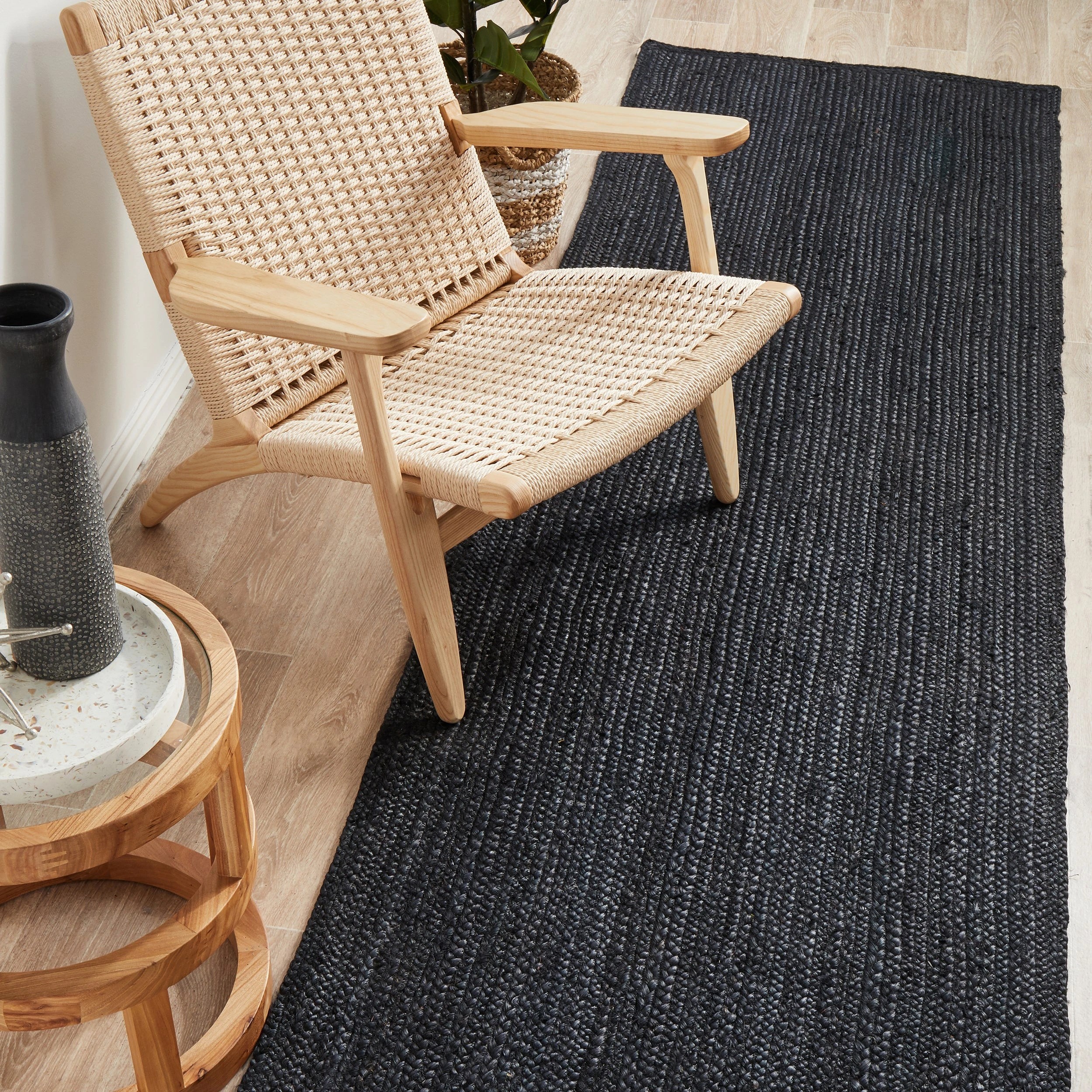 2 Common Ground Rugs Shoreline Black 300x80cm - Medium Jute Rug - Black, 2 of 10