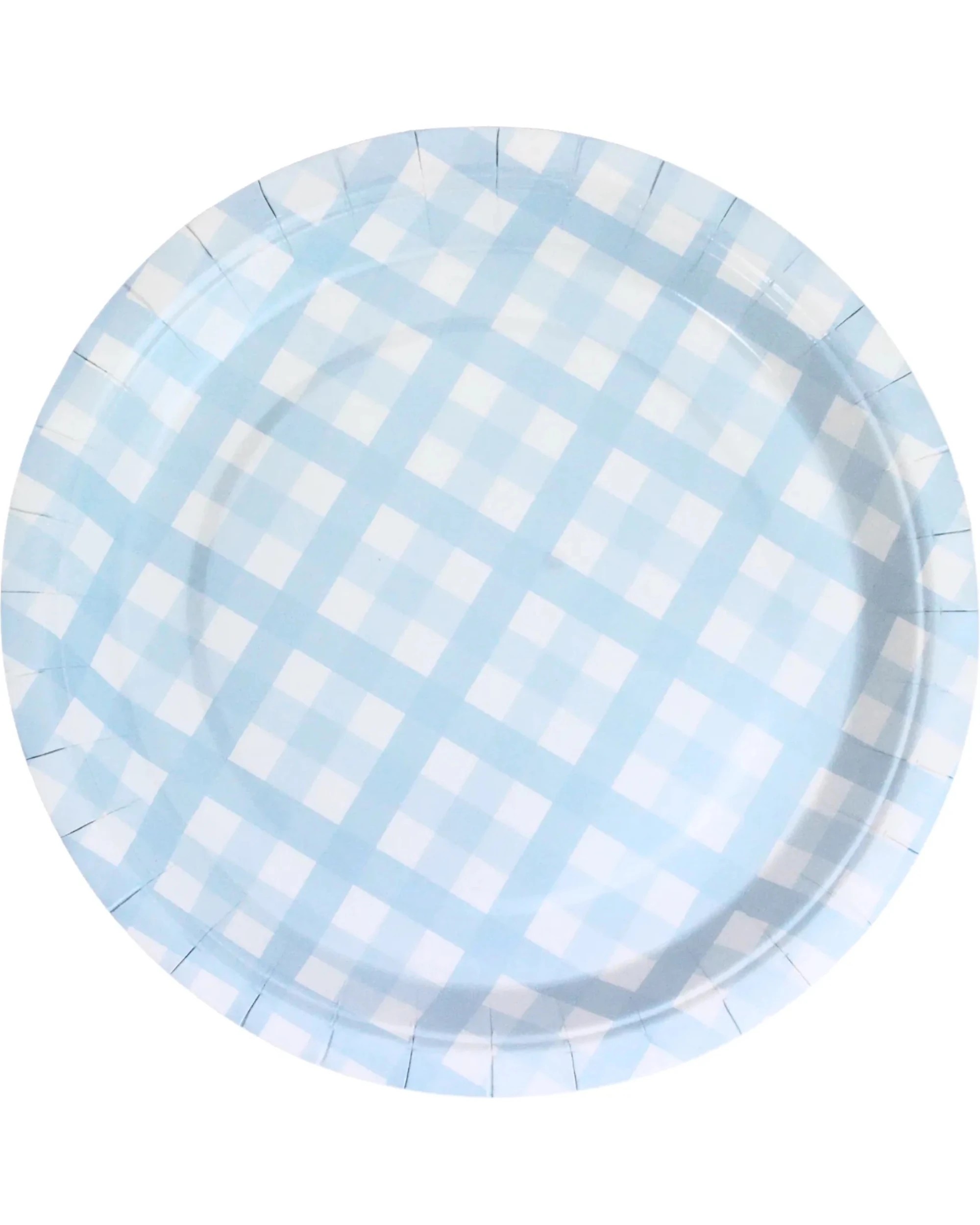 1 Amscan Gingham Large Paper Plates Pack of 8 - Pastel Blue - Pastel Blue, White, 1 of 3