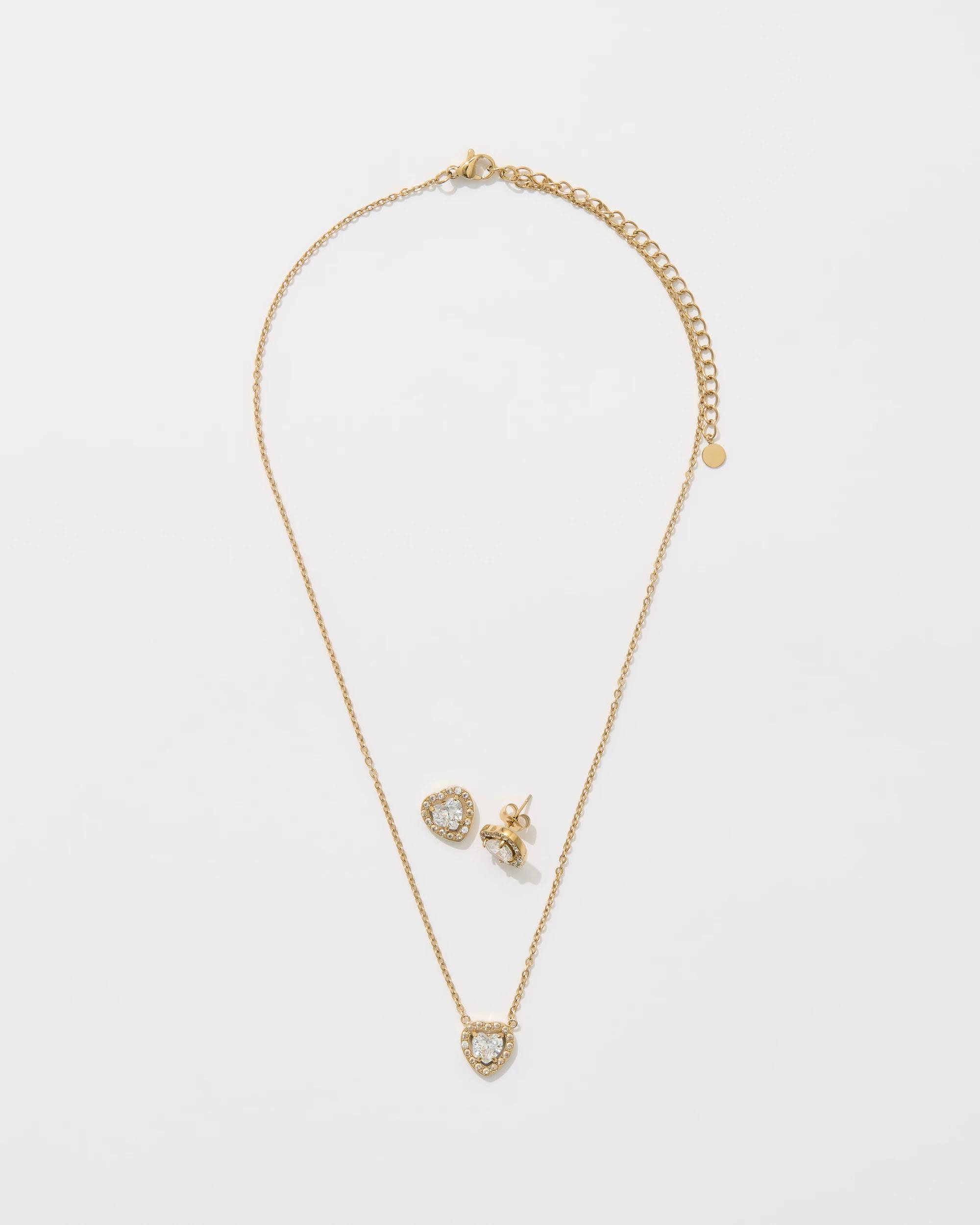 1 Target Waterproof 2 Pack Halo Heart Jewellery Set GOLD, 1 of 2