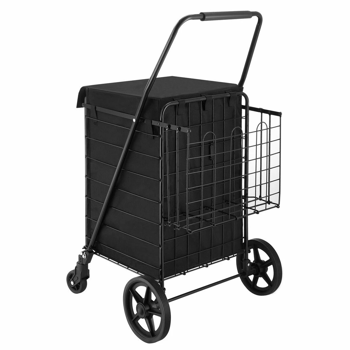 3 AUSWAY Folding Shopping Cart Trolley Portable Grocery Bag Storage Basket, 3 of 3