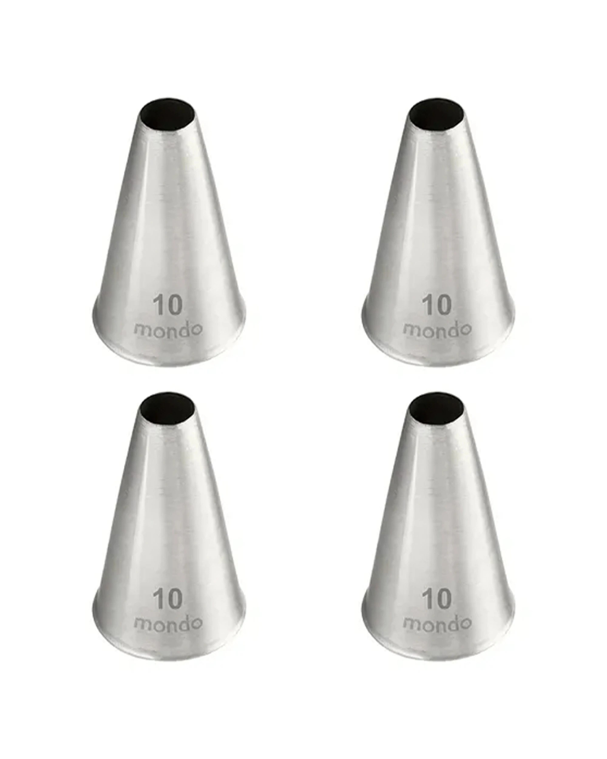 1 Mondo 4PK 10 Round Piping Tip Stainless Steel Seamless Durable Construction Cake Decorating Tool - Silver, 1 of 3